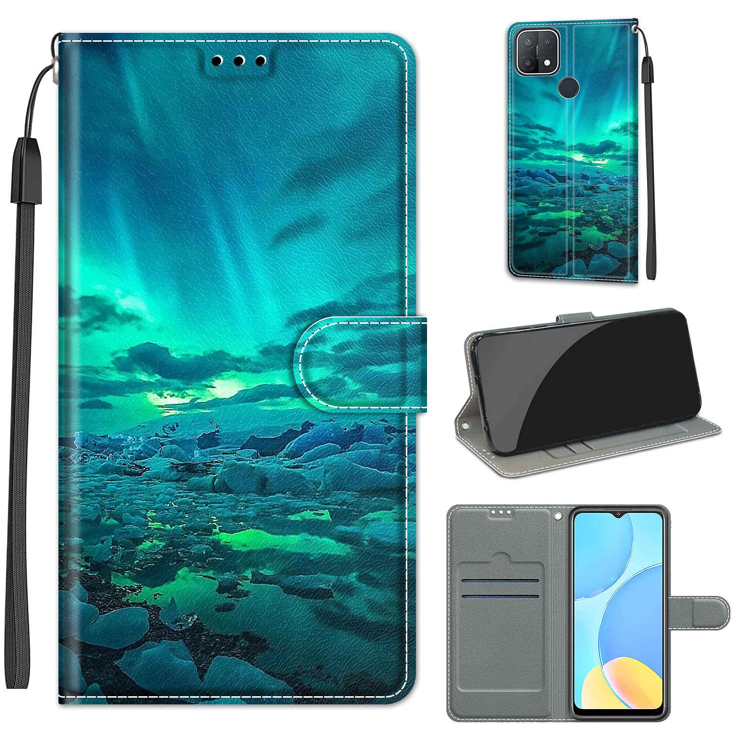 Cover Pelle OPPO A15/A15S Guxira - Custodia Portafoglio Magnetica Con Slot Carte