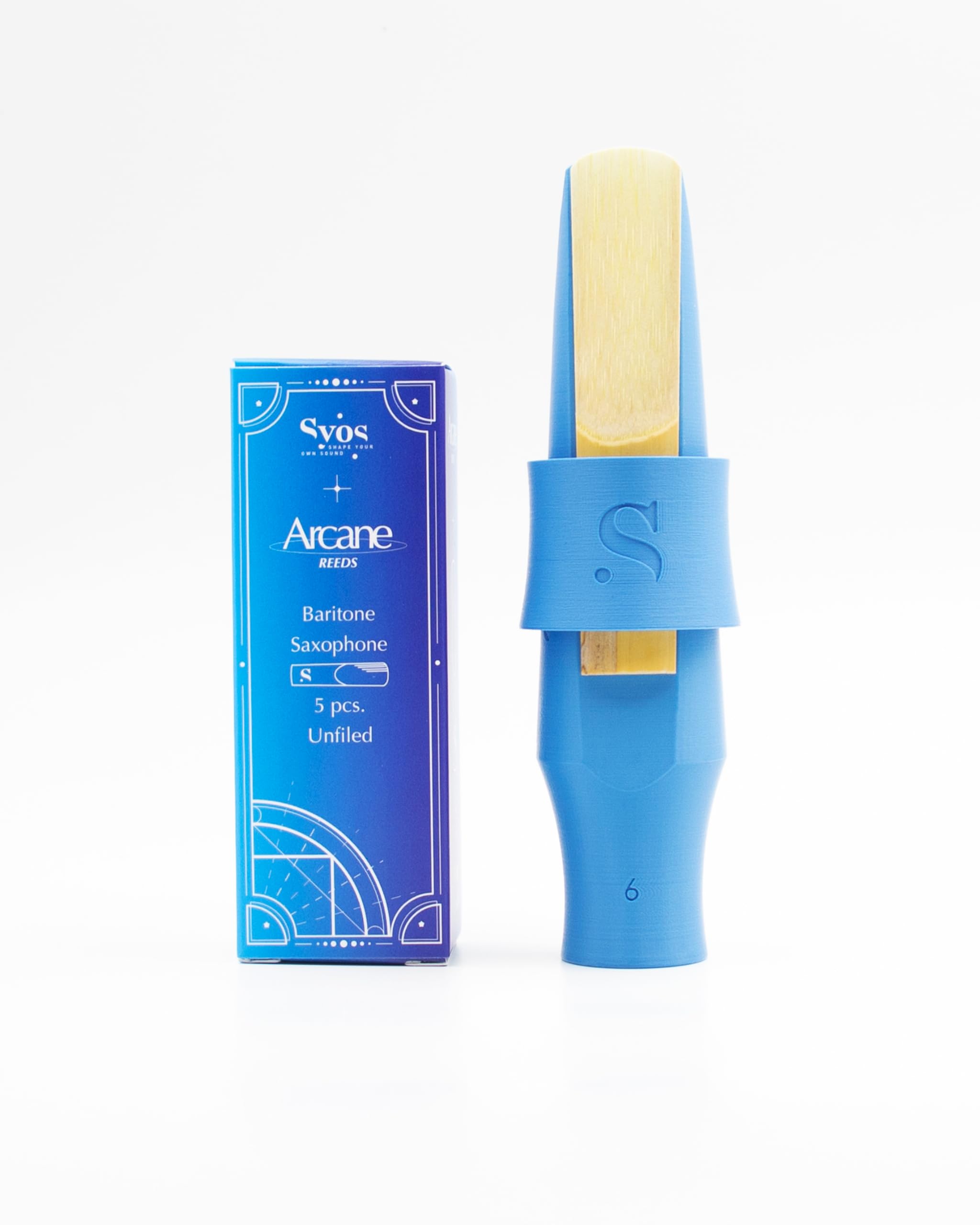 Syos Arcane Baritone Saxophone Reeds 4 - Easy to Control, Warm and Rich Sound - Unfiled Reeds for Bari Sax Mouthpiece - Box of 5 Reeds