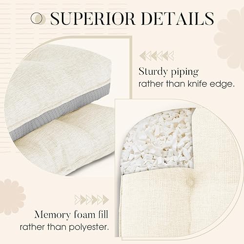 Miniatura 6 de Basic Beyond Juego de 2 cojines para mecedoras de porche para mecedoras de madera para exteriores con acolchado grueso, cojín de respaldo con lazos,