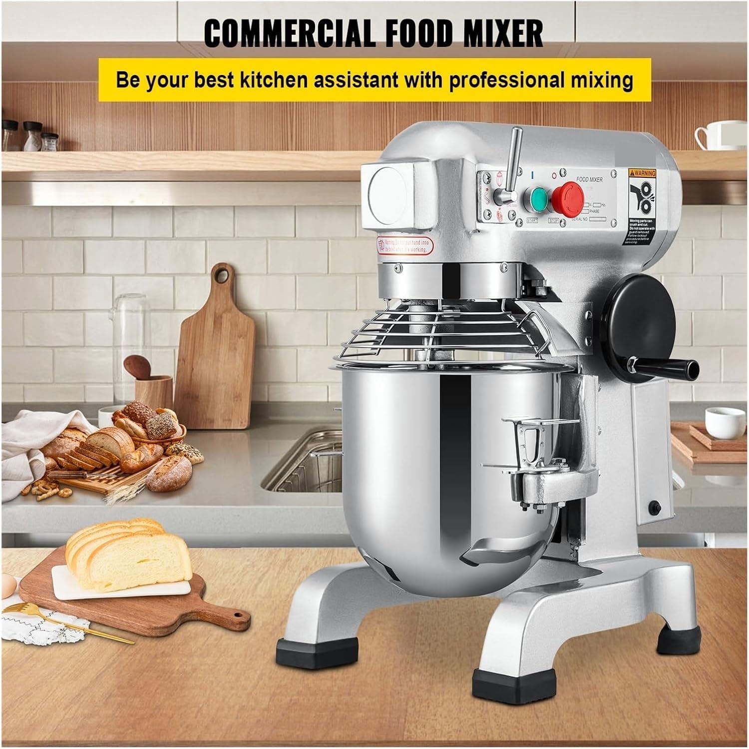 Macchina Impastatrice Elettrica Professionale, Acciaio Inossidabile con Gancio, Frusta e Frullatore, per Panificio, Ristorante, Pizzeria e Cucina Domestica, capacità Multiple (10L/15L/20L/30L),30L