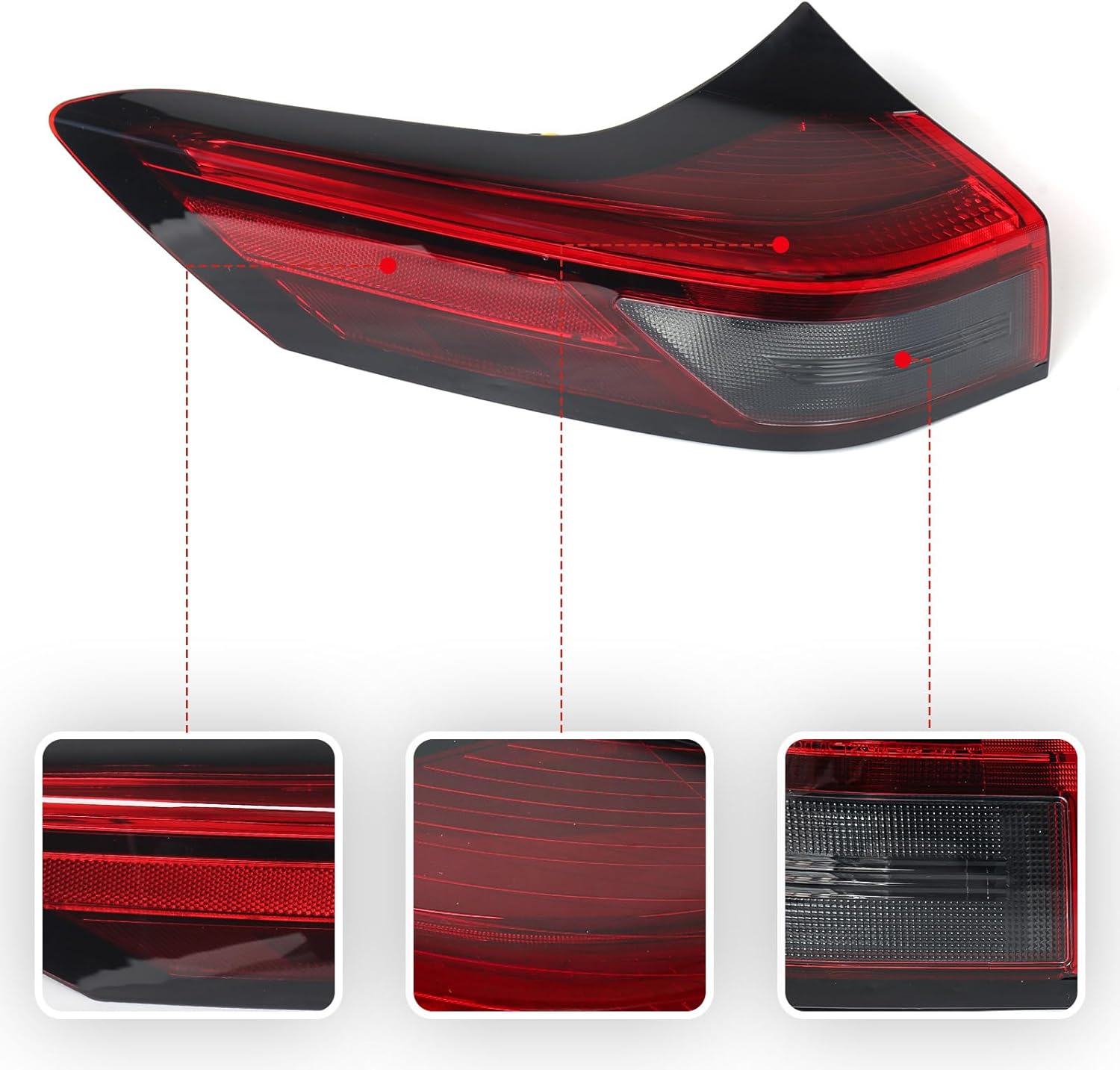 Huray Left LED Outer Tail Light Fit for Nissan Rogue 2021-2024, LH Taillight Tail lamp Rear Brake Lamp Assembly OE Style Replacement for NI2804122 265556RR0A Driver Side