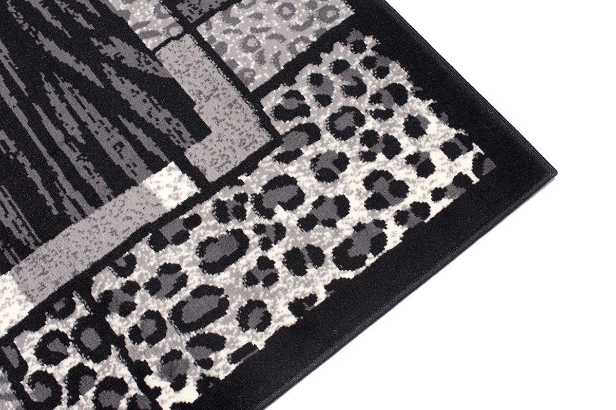 TAPISO Dream Tapis de Salon Chambre Salle à Manger Adulte Bureau Ado Design Moderne Noir Gris Motif Animalier Zèbre Panthère Bordure Poil Court Fin Doux Léger Résistant 250 x 350 cm
