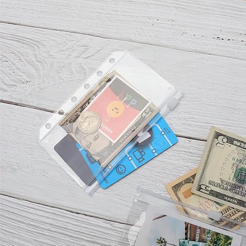 Miniatura 4 de 12 bolsillos para carpeta A7, bolsillos transparentes con cremallera, 6 agujeros, bolsas con cremallera, bolsillos para carpetas de hojas sueltas