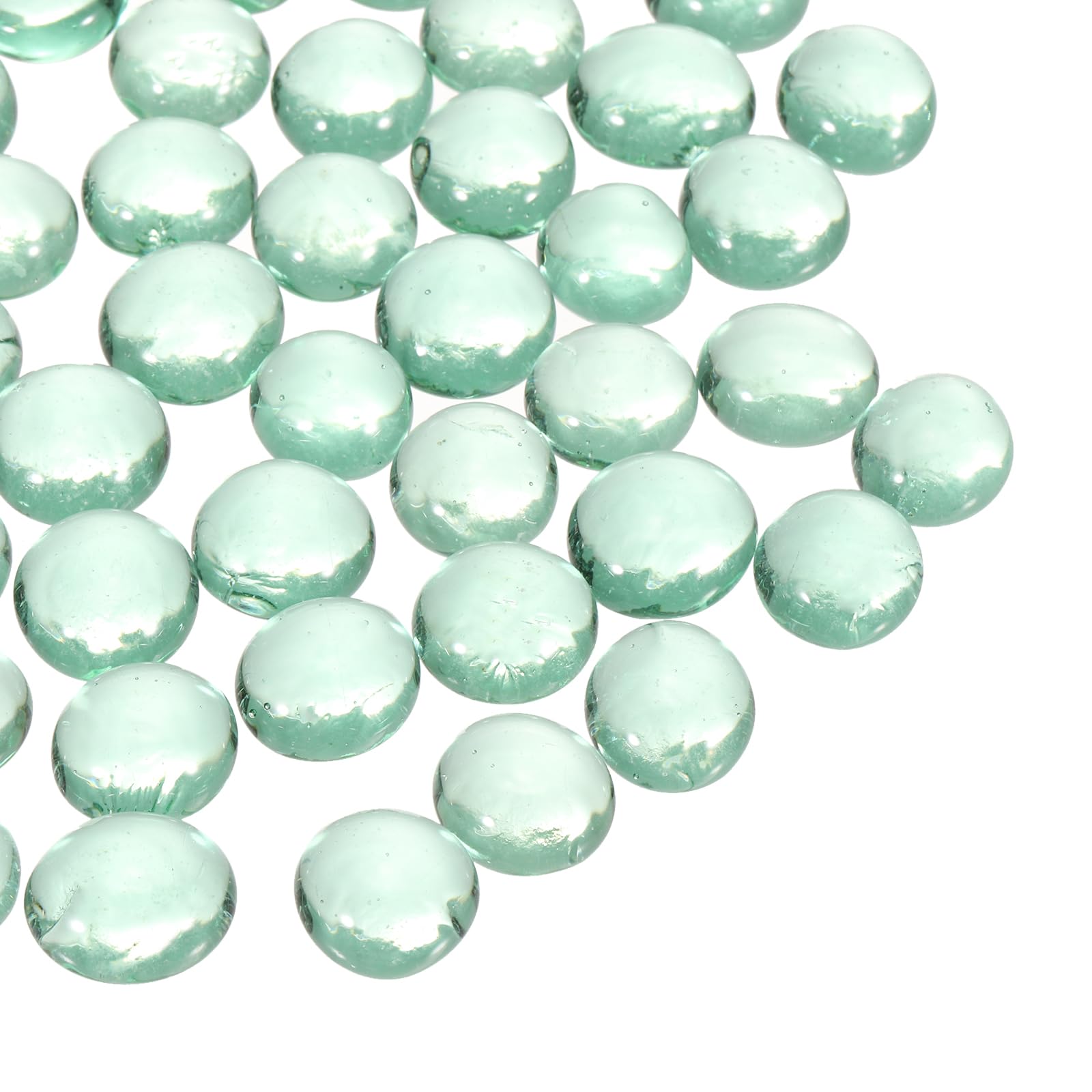 Photo 1 of MECCANIXITY Glass Beads,100pcs Flat Glass Gemstone Green 1.1lbs (0.47-0.55") Glass Marbles Pebbles for Vase Fillers Aquarium Decor DIY Craft