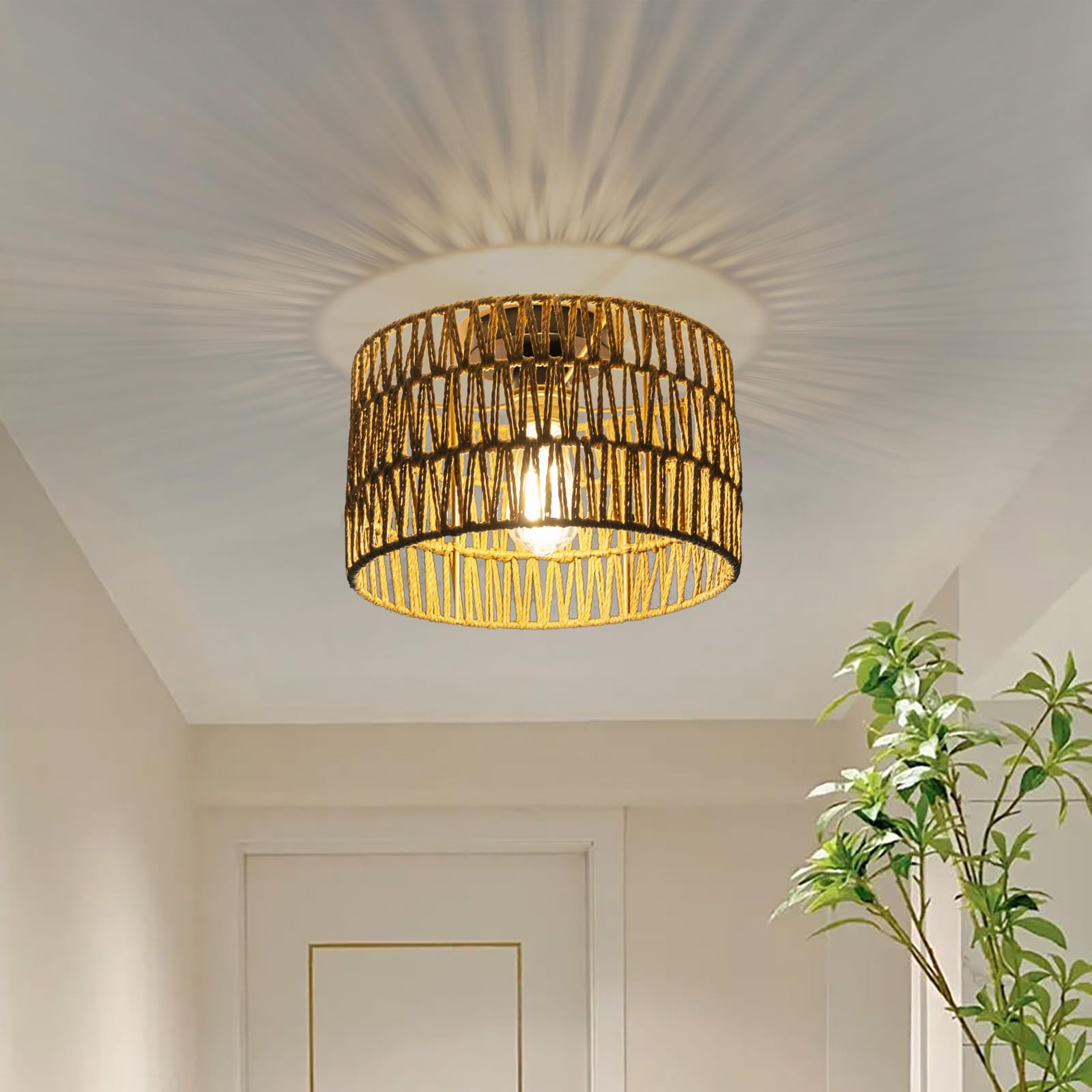 Paralume in rattan boho – un must have per tutti coloro che amano il proprio stile creativo (marrone, 30 da. x 18 h)