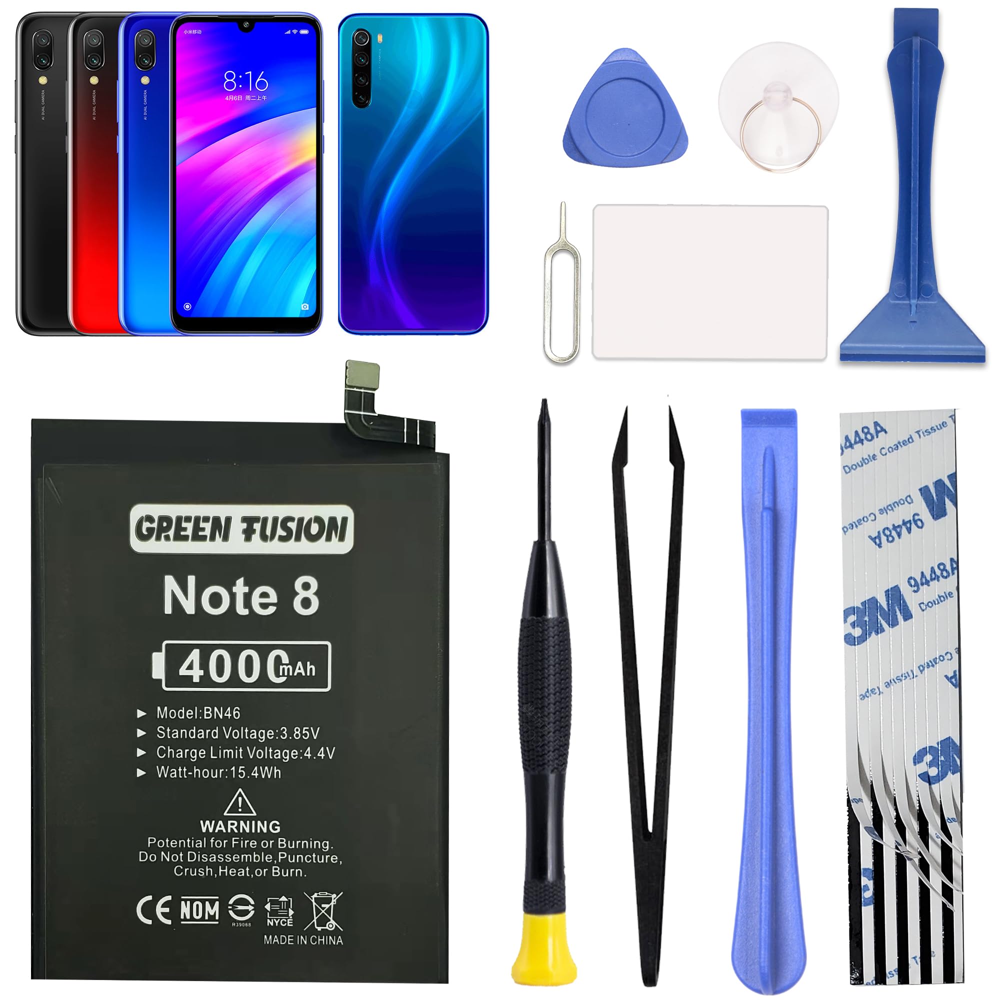 Amazon.com: GREEN FUSION Compatible with Redmi Note 8/8T & Redmi 7
