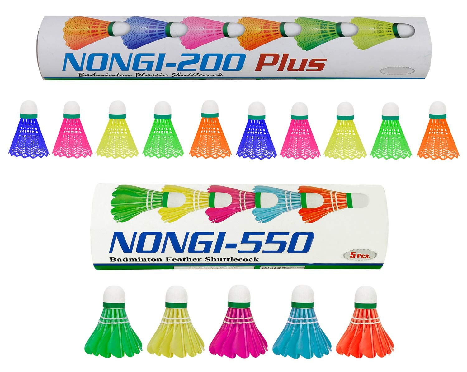 Nongi Combo Pack of 15 Shuttlecocks550(5 Multicolor Feather),200 Plus(10 Multicolor Plastic) for Outdoor Indoor Sports (B08FCD1XQV) Amazon Price History, Amazon Price Tracker