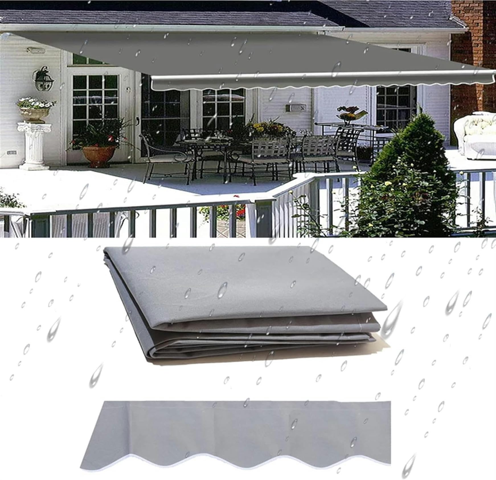 CZYZMDD Retractable Waterproof Patio Awning 8x7ft Blue Manual/Electric Sunshade Canopy UV Resistant Outdoor Shelter for Deck Garden Balcony and Use