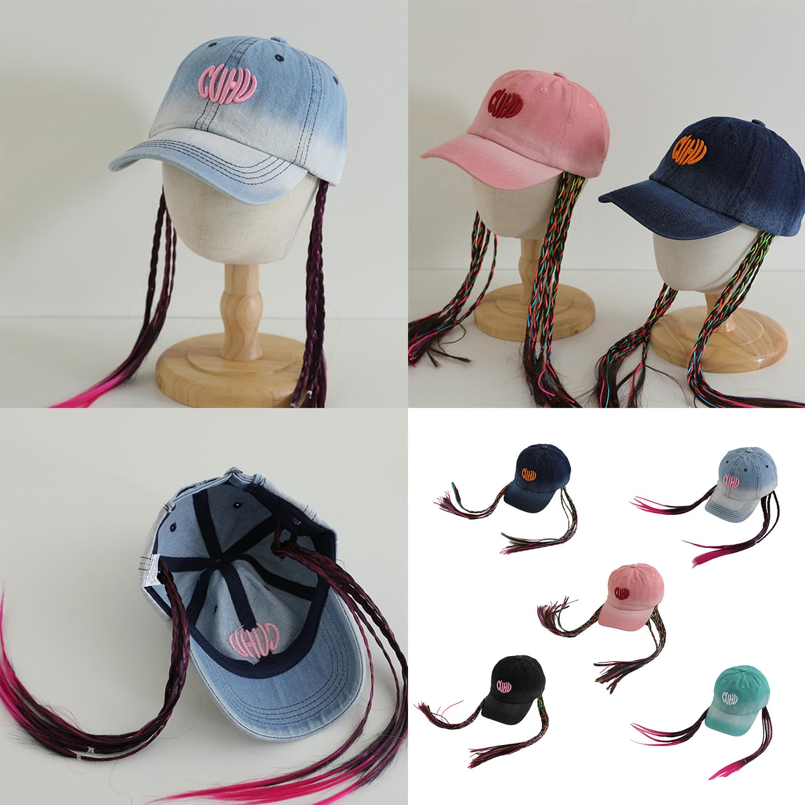 QIYUDUOLA Long Straight Wigs Baseball Hat for Women and Kids