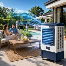 6500 CFM Swamp Cooler, 50" Evaporative Air Cooler with 19 Gal Water Tank, Cooling AC Fan with 120&deg; Oscillation, Portable Outdoor Air Conditioner for Waregouse,Patio,Garage, Commercial Use