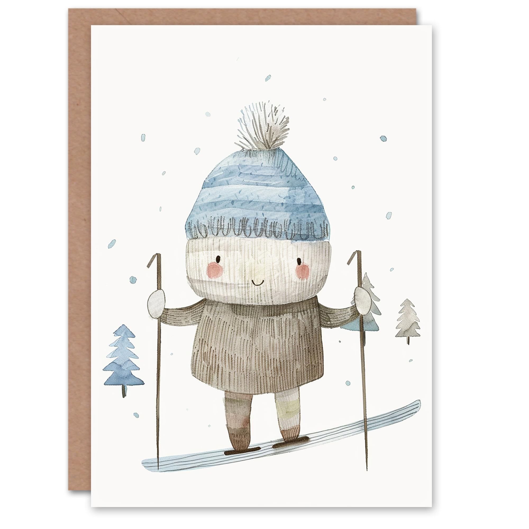 Artery8 Cute Ragdoll Skiing Snow Winter Ski For Child Kids Xmas Festive Christmas Card