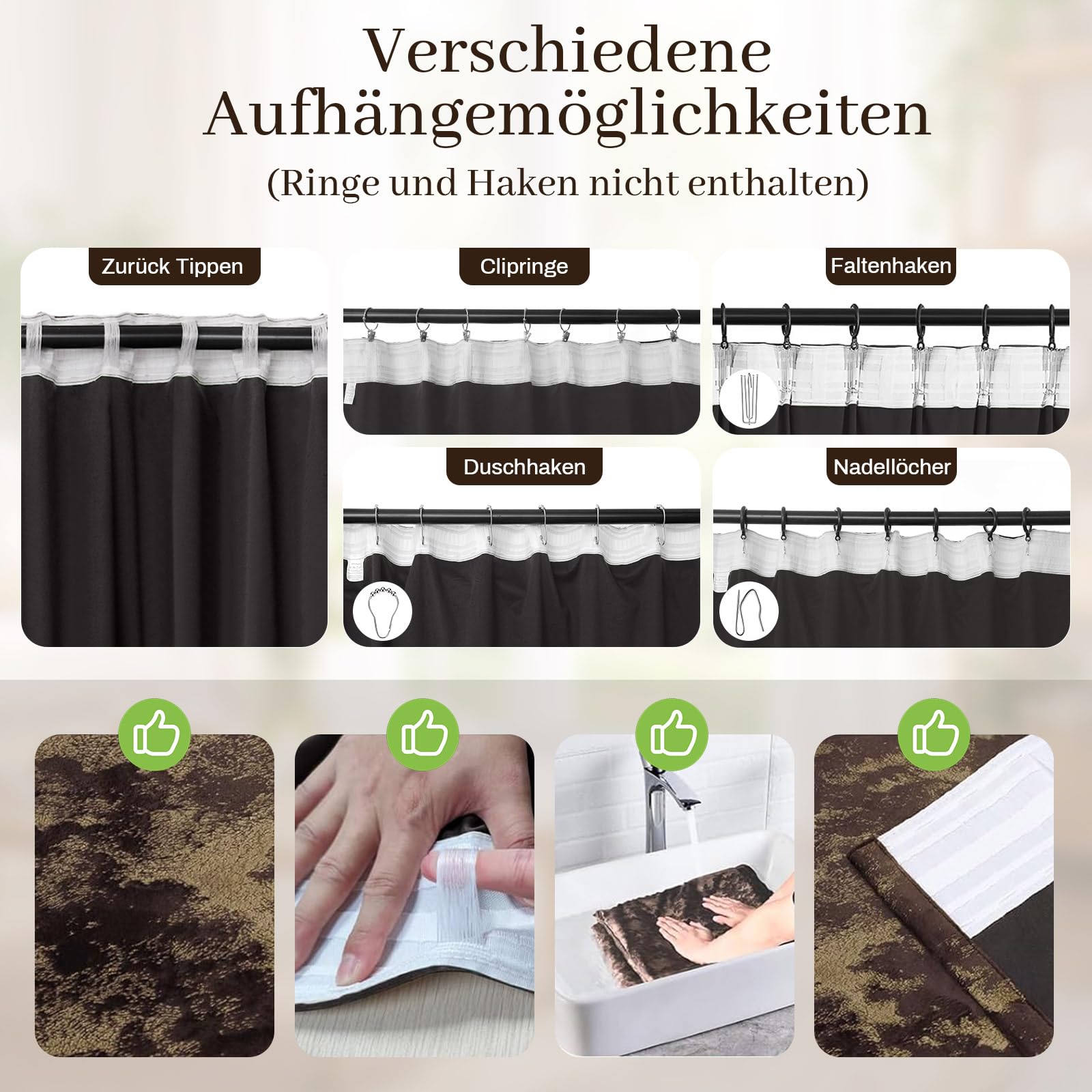 Samtvorhang Kräuselband 2er set, Luxus Vorhänge Verdunkelung Samt, Velvet Gardinen Blickdicht Curtains mit Goldfolie Blätter Muster, Thermovorhang Wohnzimmer Schlafzimmer(H274xB132CM, Braun)