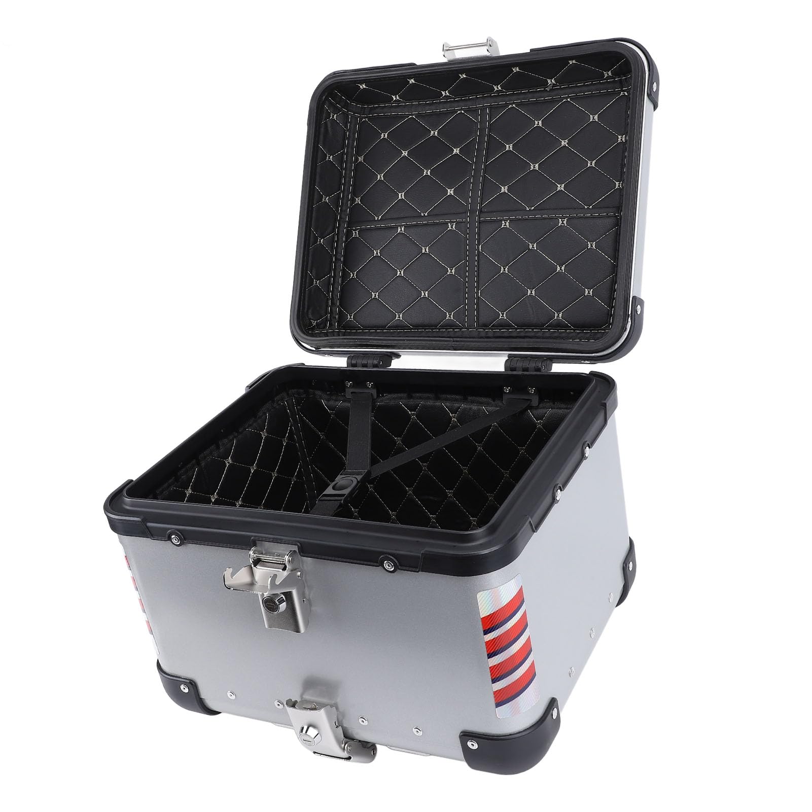 Baúl para Motocicleta, Caja Trasera Ligera de Aleación de Aluminio de 45 L, Baúl de Motocicleta con Cerradura de Seguridad, Pegatinas Reflectantes Resistentes Al Agua para Ajuste Universal