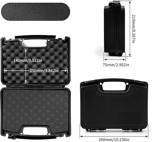 Miniatura 5 de VicBre Estuche rígido para pistola para pistolas, 10.2 x 8 x 3.2 pulgadas, caja de pistola de mano duradera con insertos de espuma para pistolas