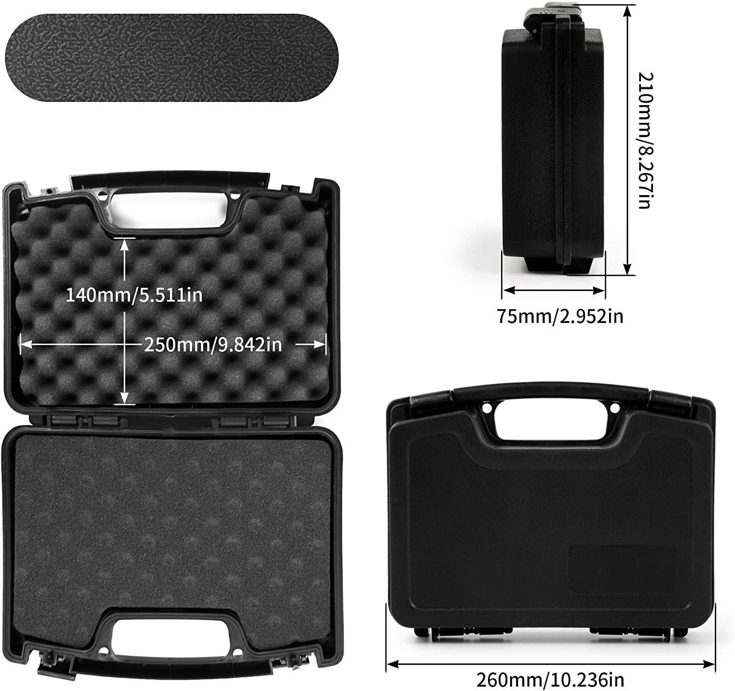 VicBre Custodie per Pistola 26x 20 x 8 (cm) Custodia in Plastica Dura con Schiuma Protettiva per Pistola Protettiva