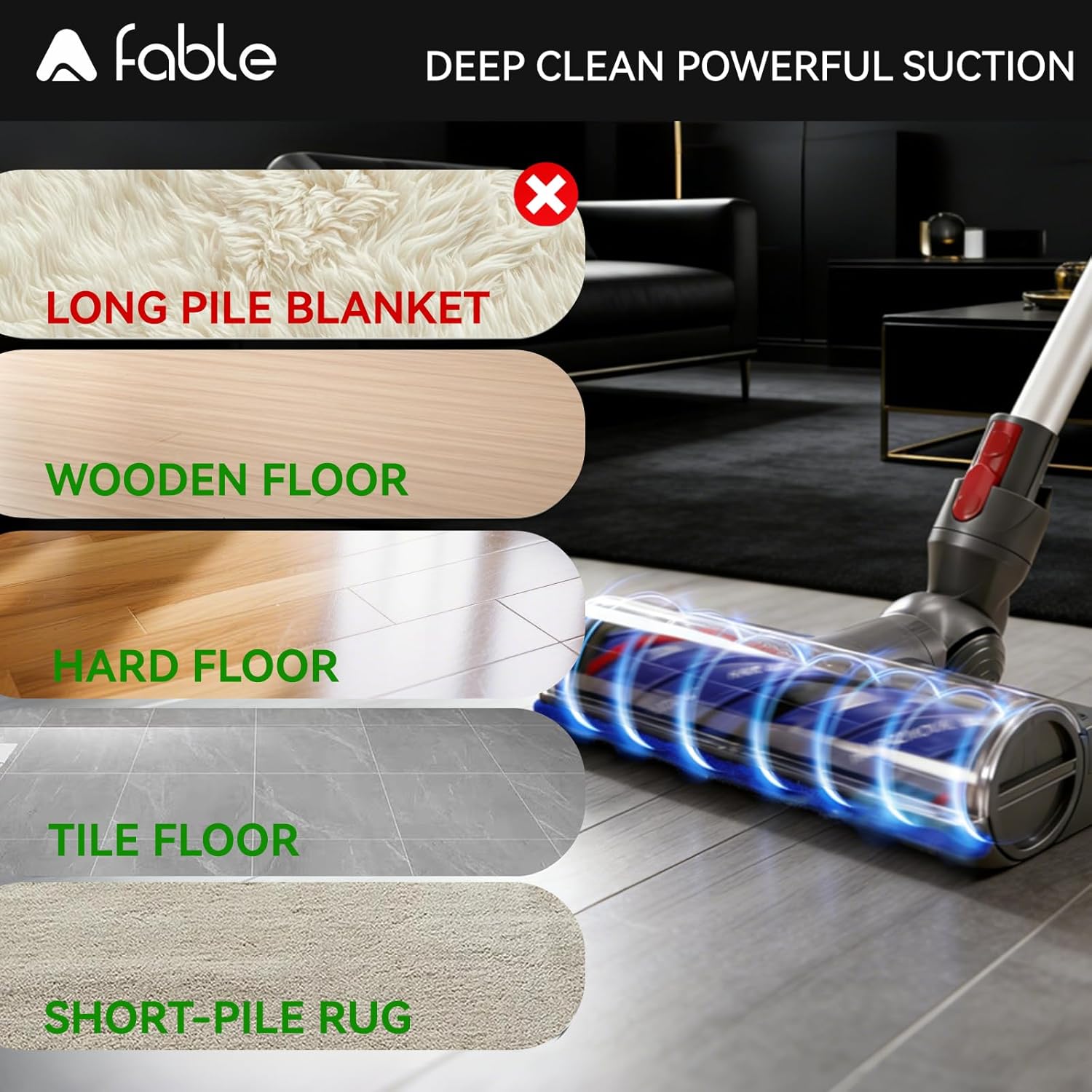 Adaptable Upgrade Anti-Tangle Quick-Release Motorhead Brush Roller Replacement, Compatible with Dyson V7 Head, V8 Head, V11 Head and Other V10 V15 Cordless Vacuum Attachments with LED Green Light