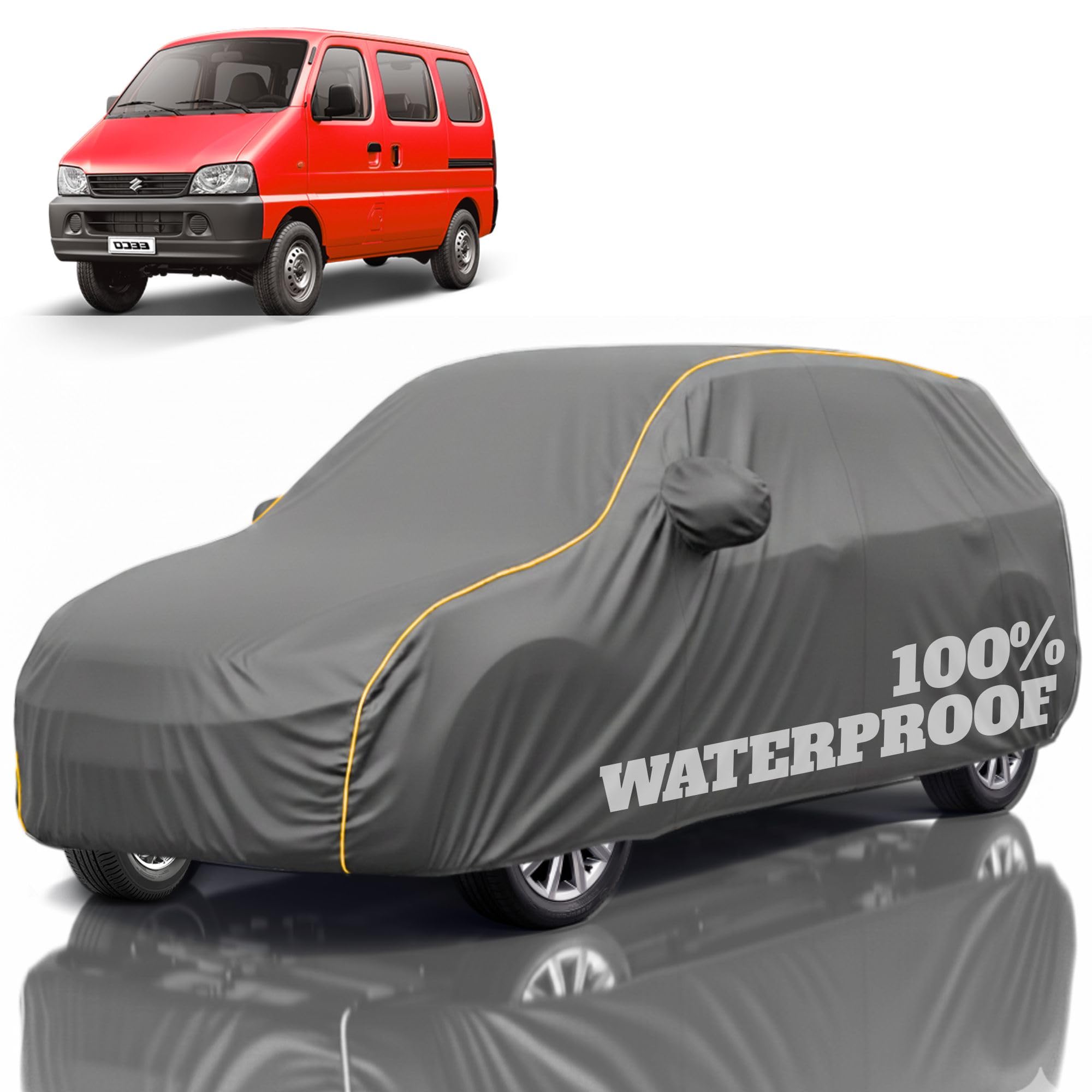 Premium Polyester Car Cover Eeco All-Weather Protection from Rain, Dust &amp; Sun | UV Resistant Fabric | Full Body Secure Fit for Outdoor &amp; Indoor Parking Grey