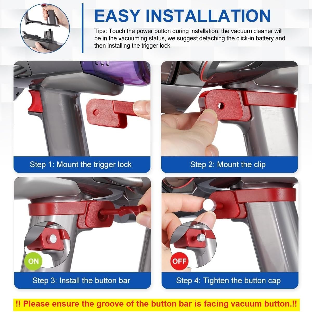 LANMU Trigger Lock Compatible with Outsize+, Outsize Origin Cordless Stick Vacuum Cleaner, Upgraded Power Button Switch Accessories Attachments（Only Fits Outsize Model
