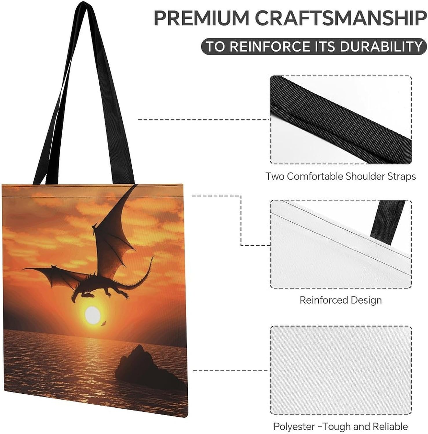 Cute Aesthetic Canvas Tote Bag for Women Lady Reusable Grocery Bag image 5