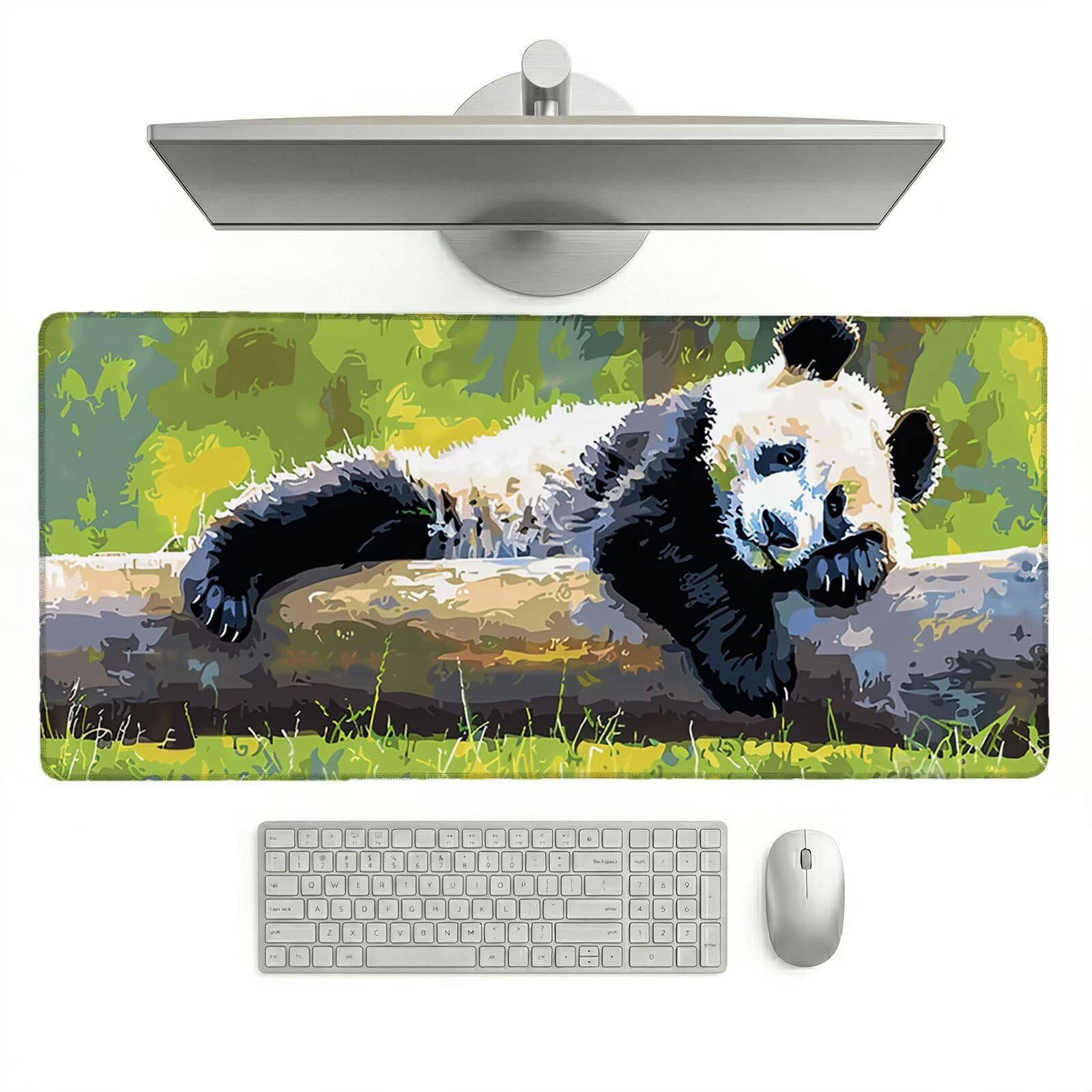 Sottomano Scrivania Grande 1200 x 600 x 3 mm Foresta Tappetino Tastiera Computer con Base Antiscivolo e Bordi Cuciti, Protezione Impermeabile, per Lavoro/Casa/PC Gamer, Regali (Panda Gigante) L-x6716