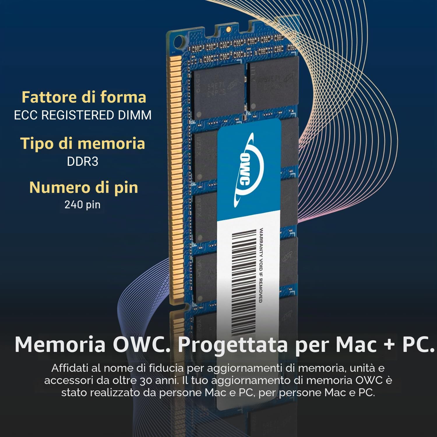OWC 16,0 GB PC3-14900 1866 MHz DDR3 ECC-R SDRAM Kit di aggiornamento della memoria per Mac Pro 2013, registrazione ECC, (OWC1866D3MPE16G)