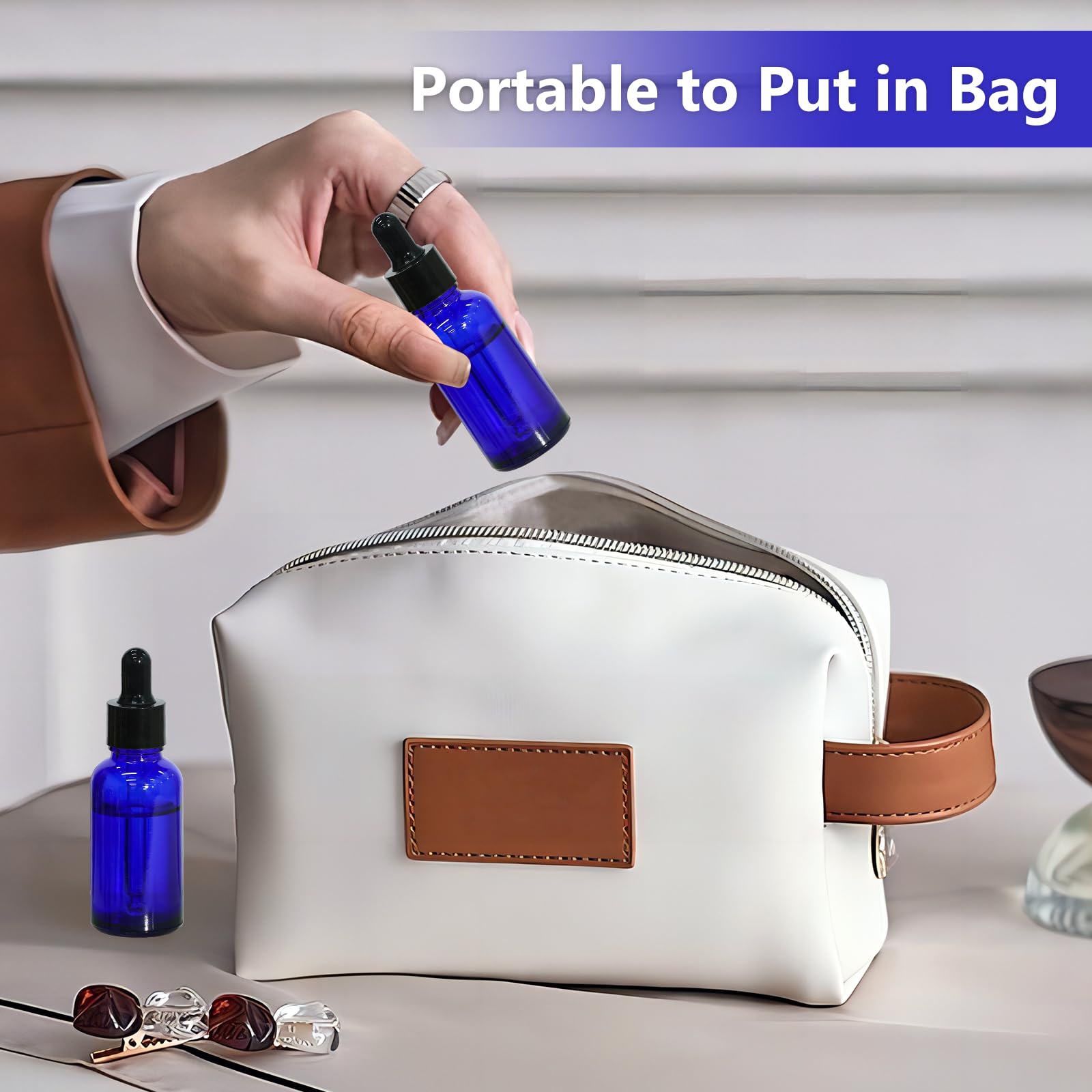 KEYWING Botellas cuentagotas azules de 1 onza para aceites esenciales con cuentagotas de vidrio largo, 30 ml, 60 paquetes de botellas de vidrio para líquidos