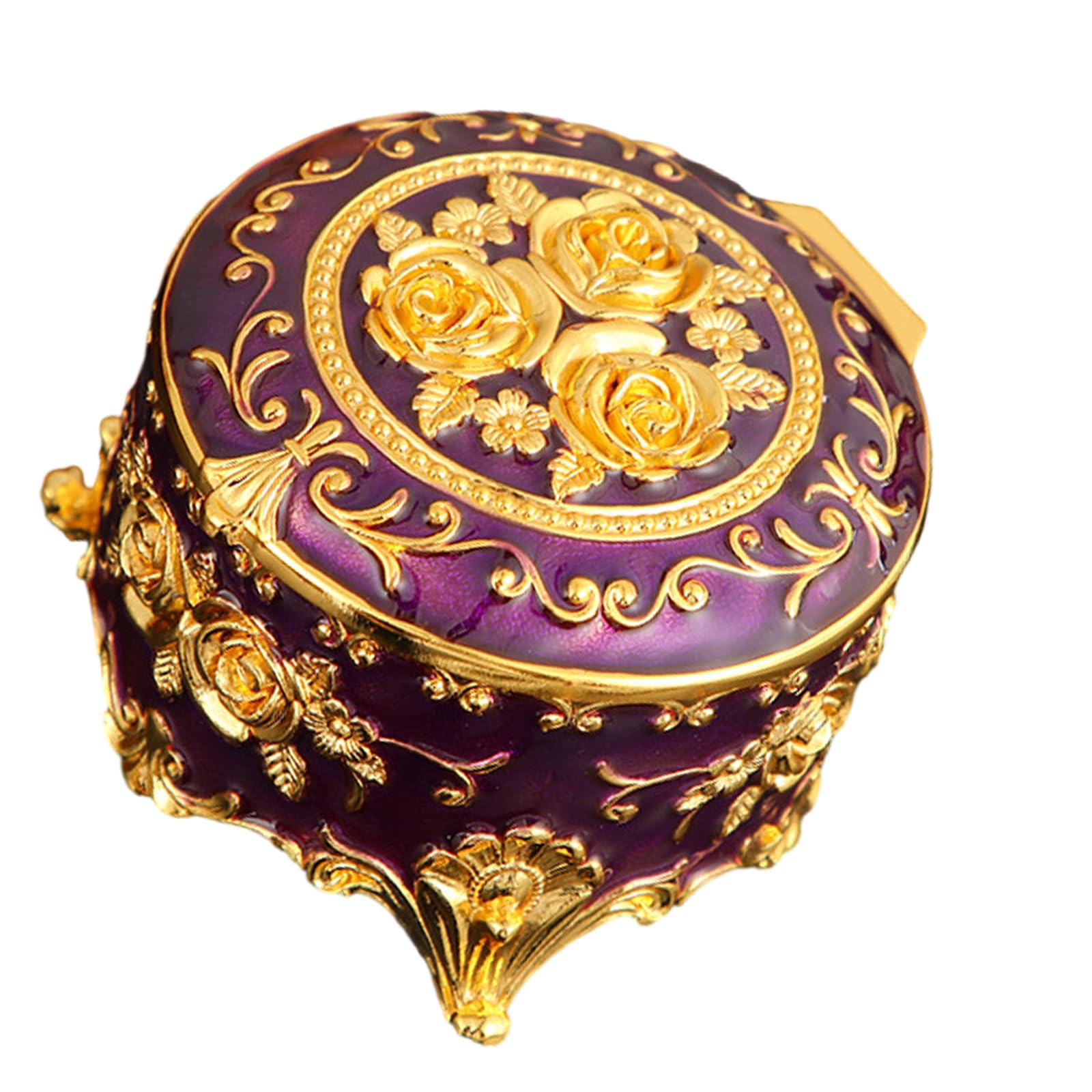 Sisyeuo Enameled Jewelry Case for Necklace Rings Storage Solution for Accessories Metal Construction Display Box Metal Enameled Desktop Organiser