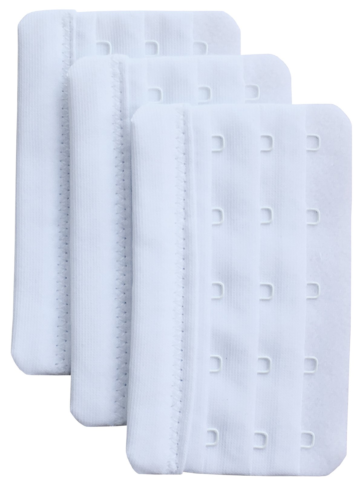 Chanie Women's White Pack Of 3 Soft Comfortable 5 Hooks Bra Extender,5.9Cm X 9.4Cm