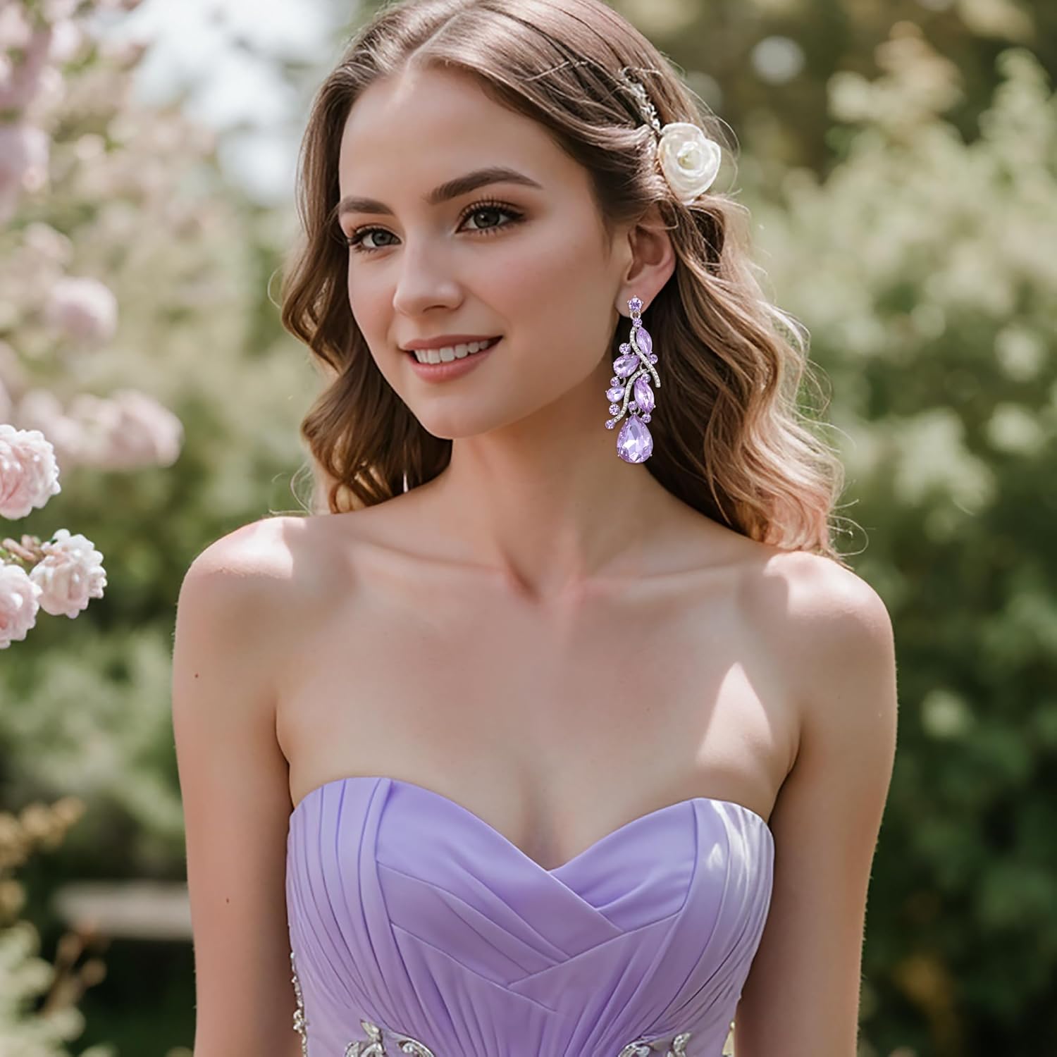 BriLove Women's Bohemian Boho Crystal Multi Teardrop Filigree Cluster Chandelier Dangle Earrings - Image 2