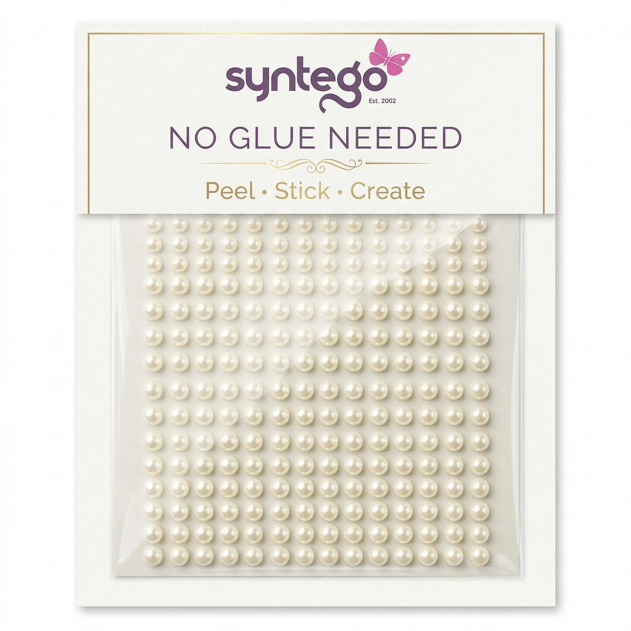 Syntego 400pcs 6mm Self Adhesive Pearls – Flat Back Pearl Stickers for Crafts, Scrapbooking & DIY – Craft Embellishments for Cards, Decorations, Art Projects (Ivory)