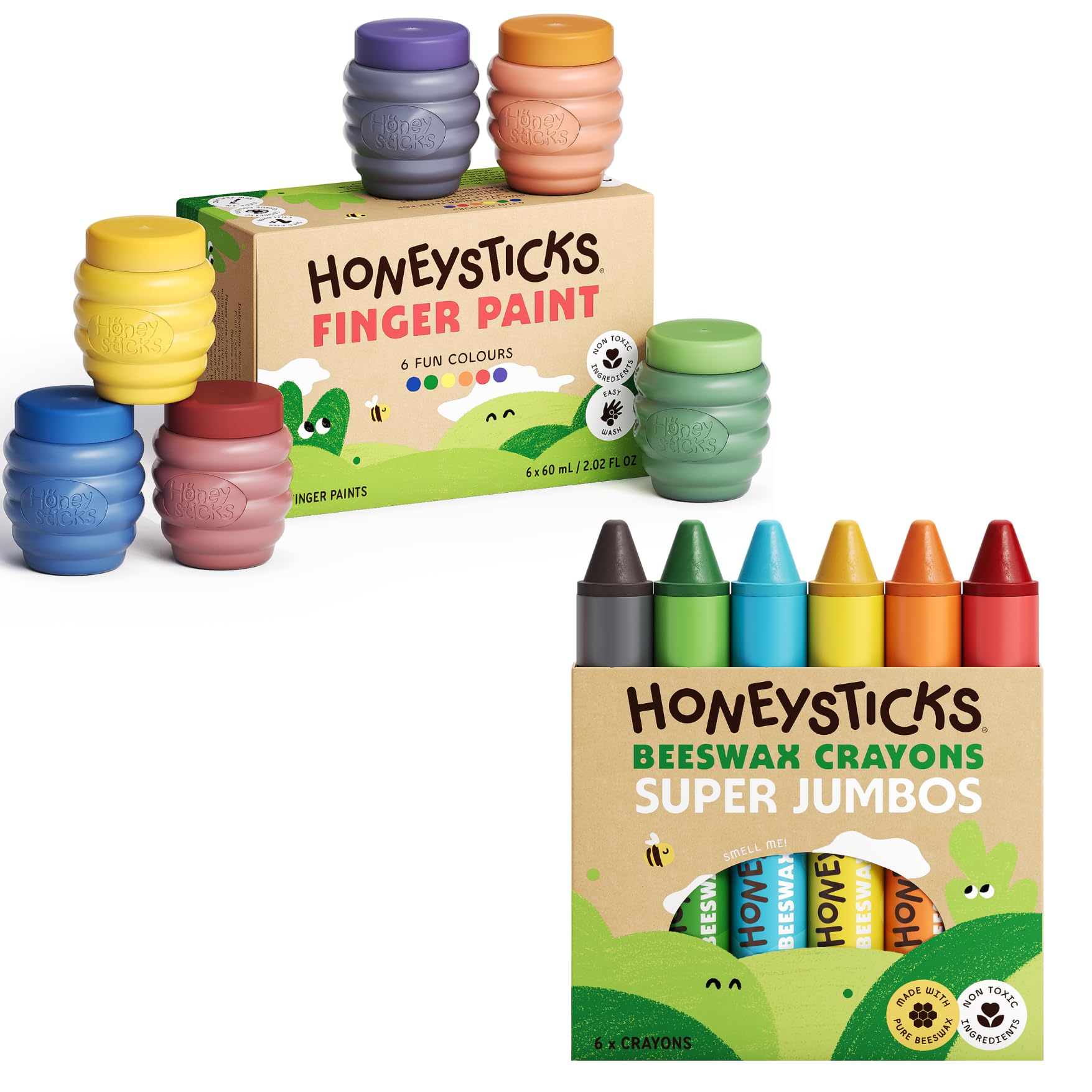 Amazon.com: Honeysticks Non Toxic Finger Paint (6 Bright Colors