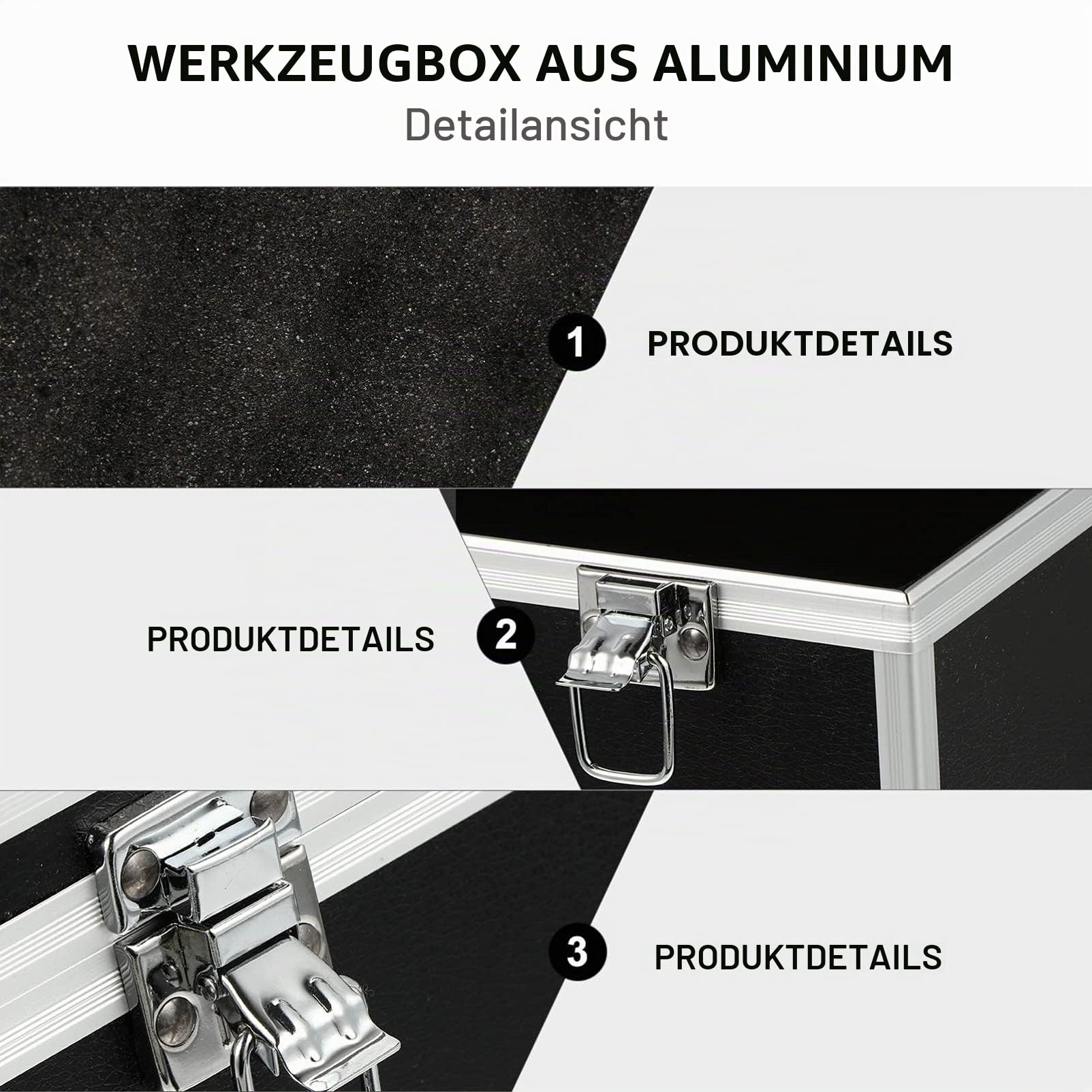 Aluminium Werkzeugkoffer Mit Schaumstoffpolsterung, Wasserdicht, Abschließbar, 29 X 16 X 15 Cm, Schwarz - Robuster Tragbarer Aufbewahrungskoffer Für Werkzeuge Und Wertsachen