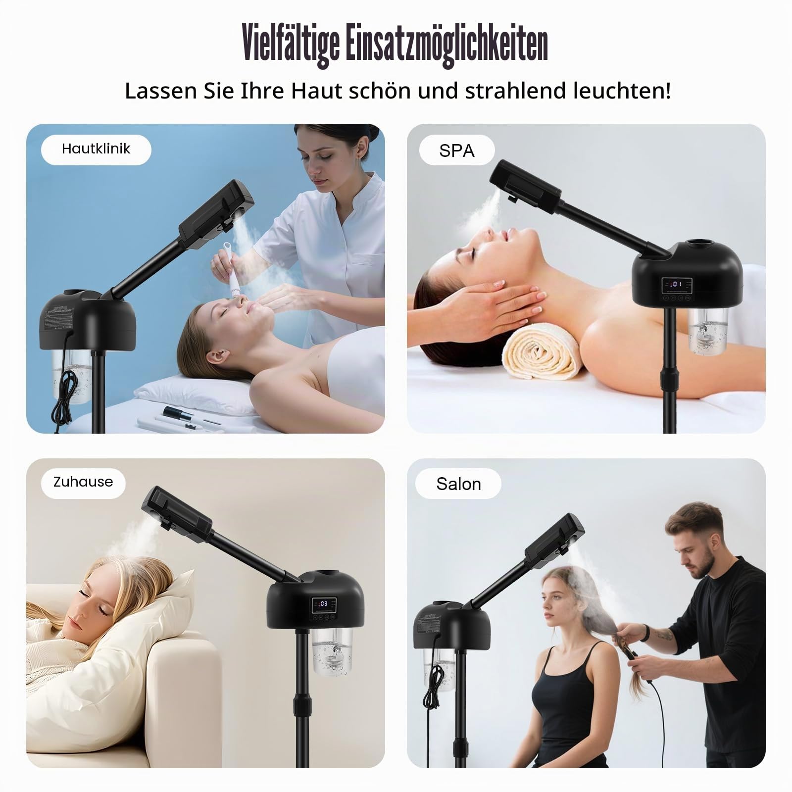 Gesichtsdampfer 360°, 118A 220V Gesichtssauna Porenreiniger Dampf Spa Maschine Luftbefeuchter Schönheit, Gesichtssauna Verdampfe mit Trockenbrandschutzfunktion