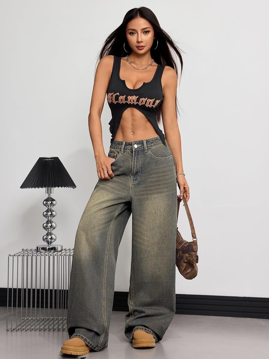 OYICAI Womens Baggy Jeans Wide Leg Denim Pants Y2k 90s Vintage Hip Hop Loose Long Trousers Streetwear - Image 5