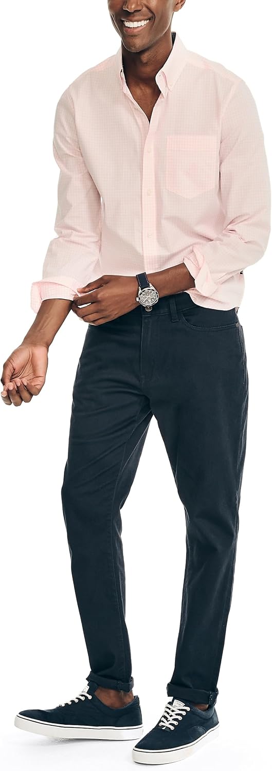 Nautica Mens Nautica Classic Fit Gingham Stretch Cotton Shirt - Image 4