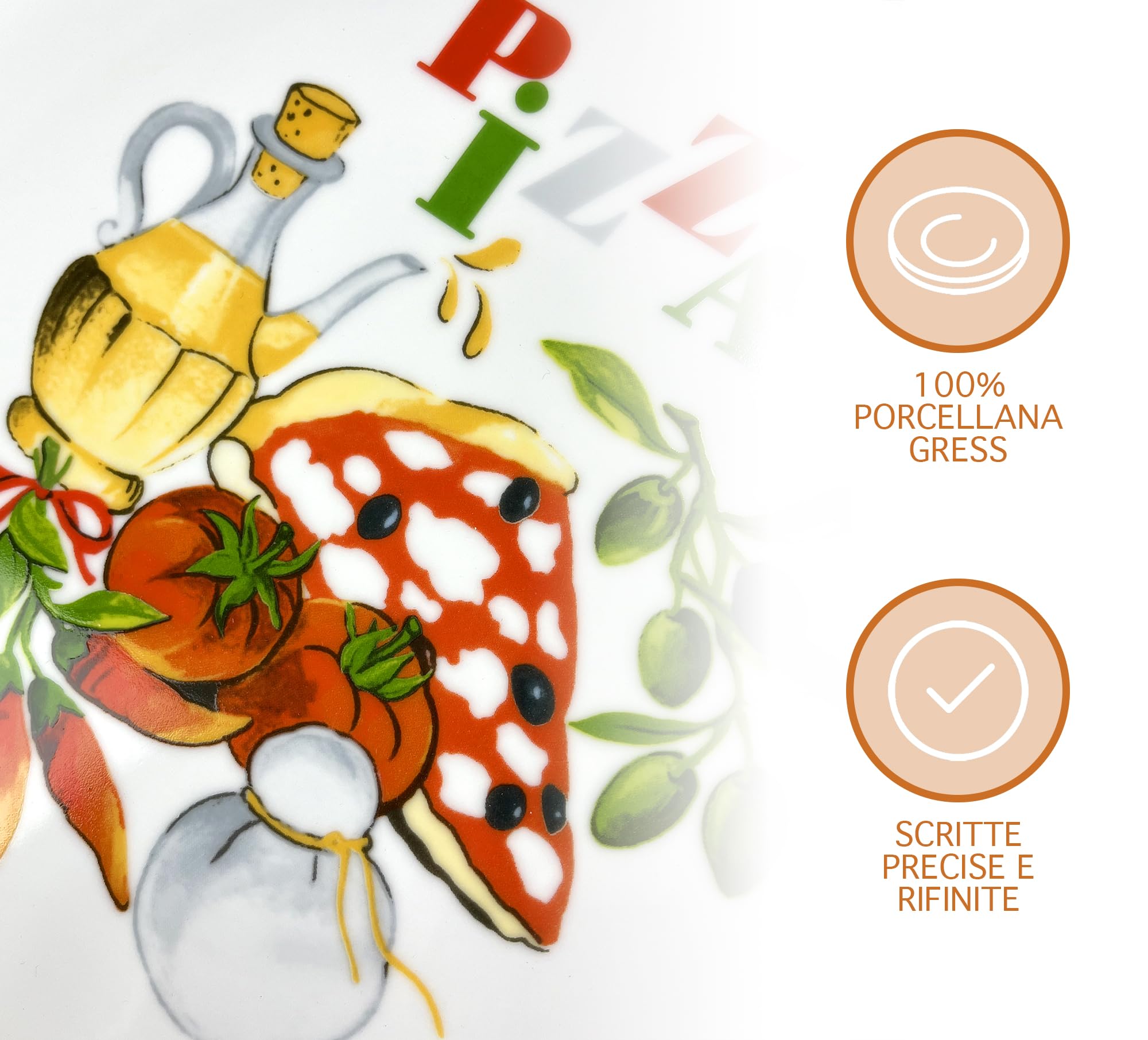 Set 6 Piatti Pizza Alberto &Oslash;30,5cm - Porcellana Con Fumetti, Per 6 Persone