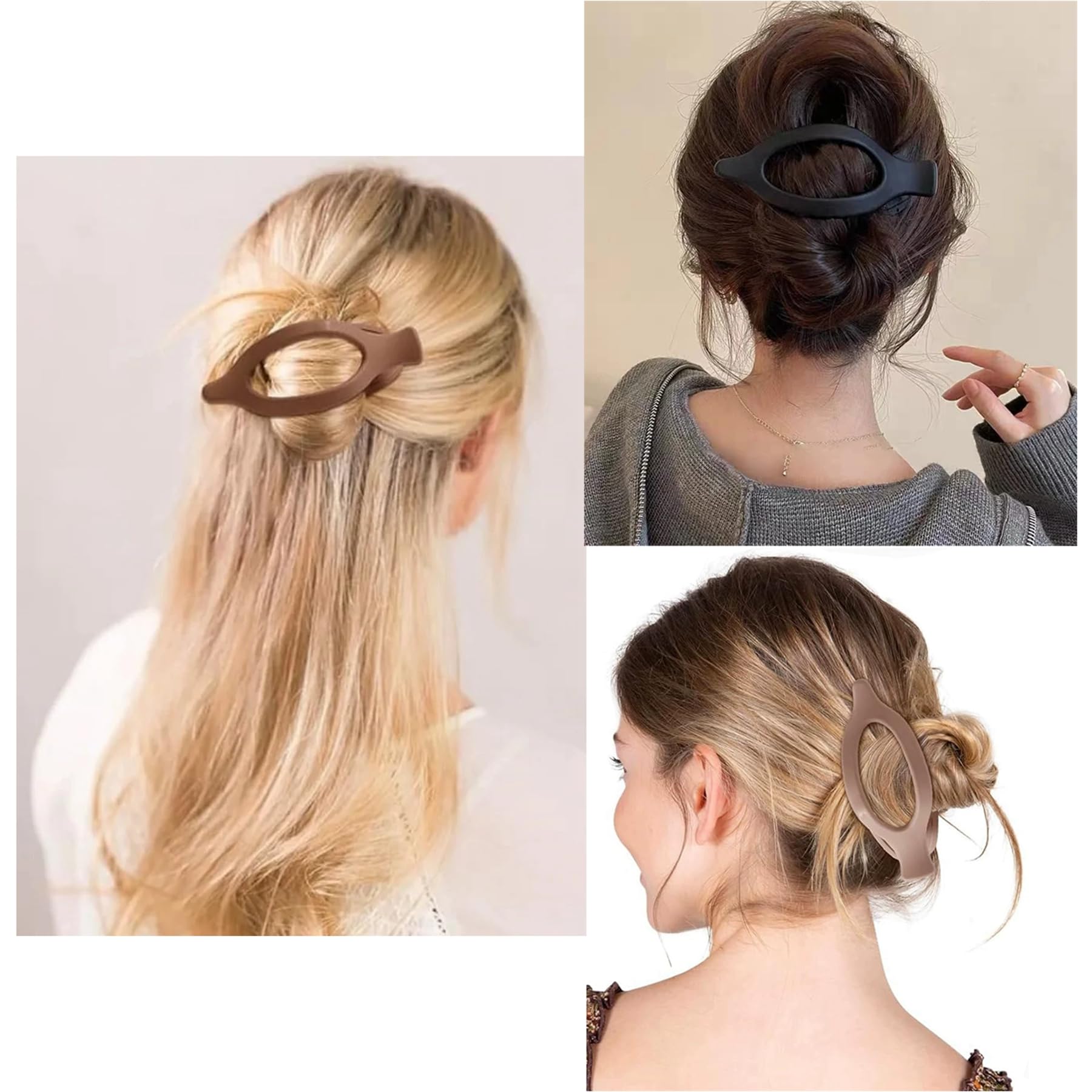 French Concord flache Haarspangen, starker Halt, Haarklammern für Damen und Mädchen, dünn, dick, lockig, glatt, 7 Stück, oval, 7 Stück