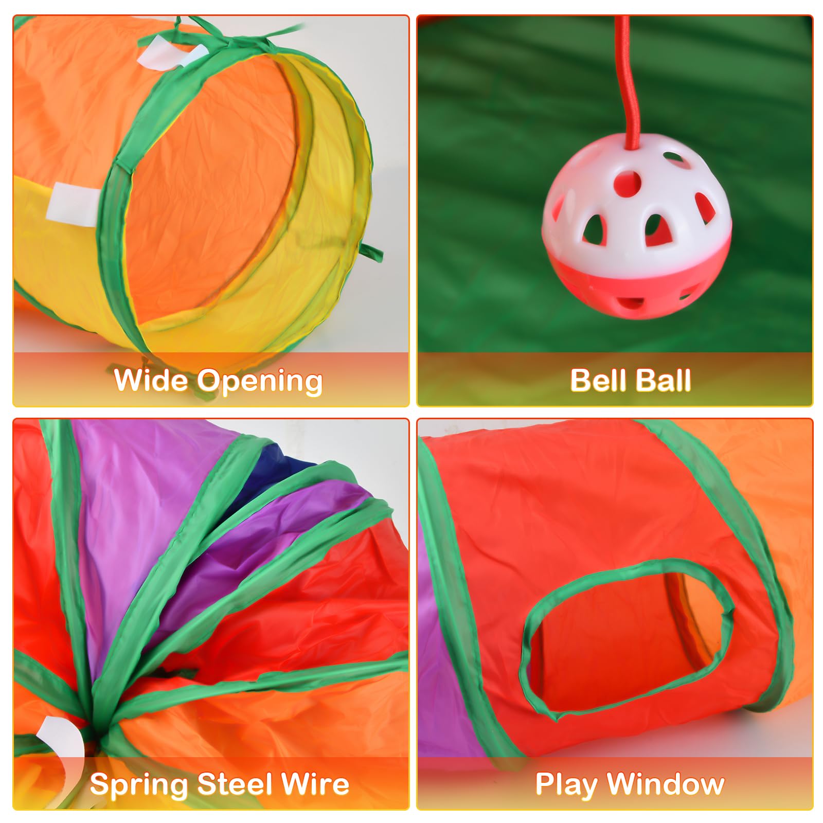 3 en 1 Túnel de Juego para Gatos y Perros, Tienda de Campaña Plegable para Interiores y Exteriores, Interactivo Juguete para Conejos (A)