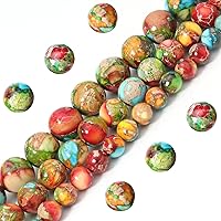 Vista 2 de 45 cuentas de piedra natural de 5⁄16 pulgadas (8 mm) con cuentas de jaspe imperial verde mixto que son piedras para sanación de la energía. Cuentas