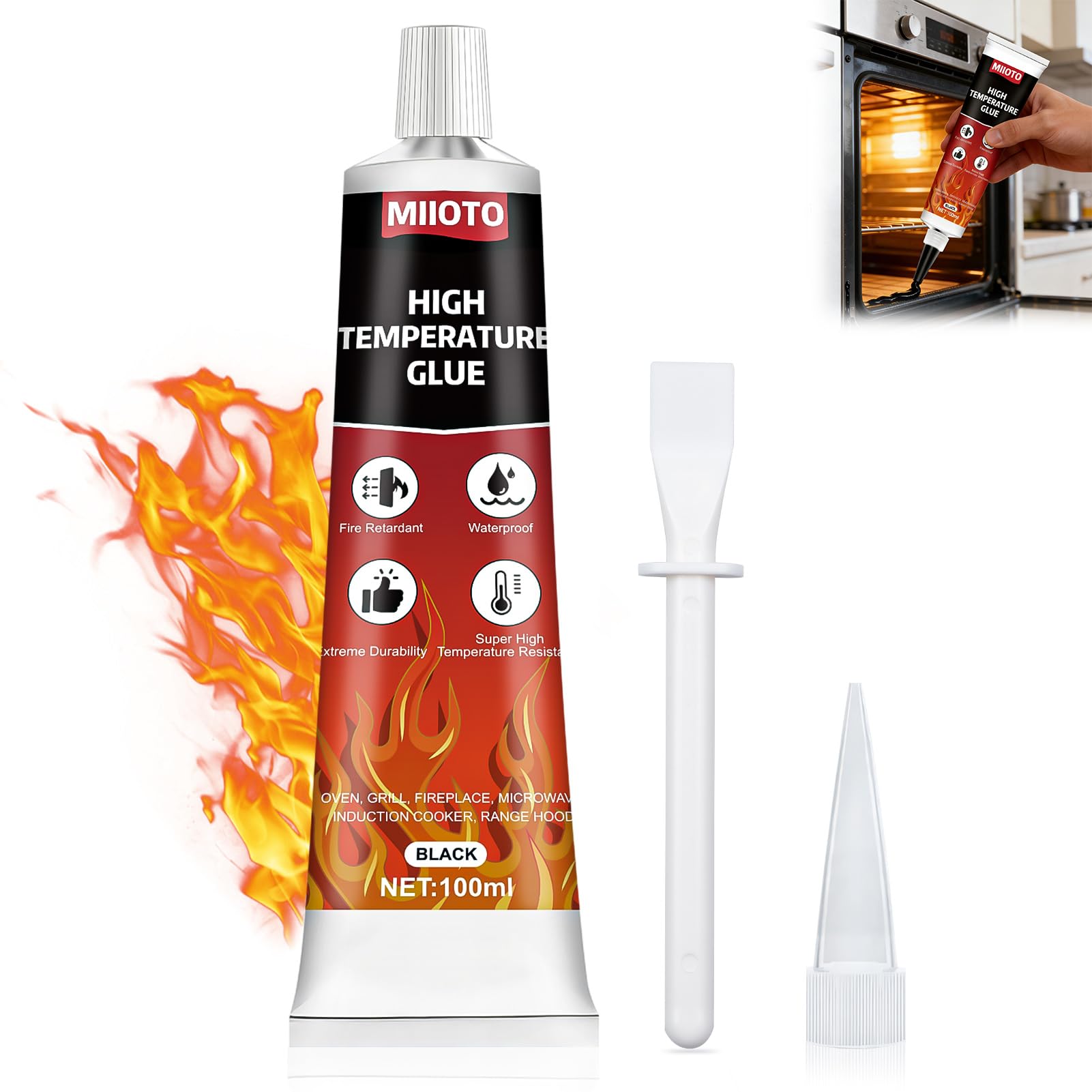 Heat Resistant Glue for Oven, 100ML High Temperature Silicone Sealant