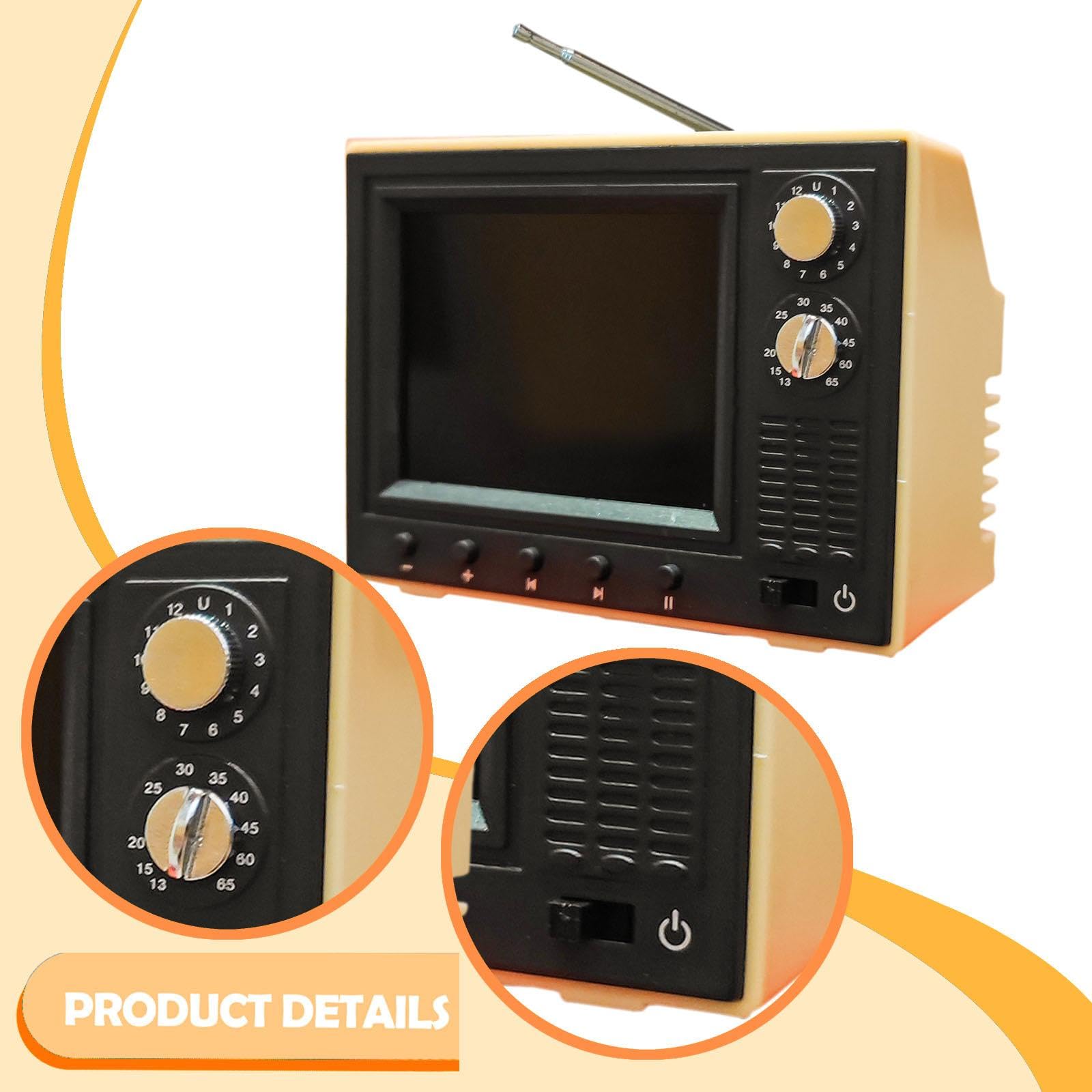 Puppenhaus Fernseher Im Maßstab 1:12, Winziger, Spielbarer Retro Fernseher für Mädchenpuppen, Geschenk, Puppenhausmöbel Zubehör, Miniaturfernseher, Gelb