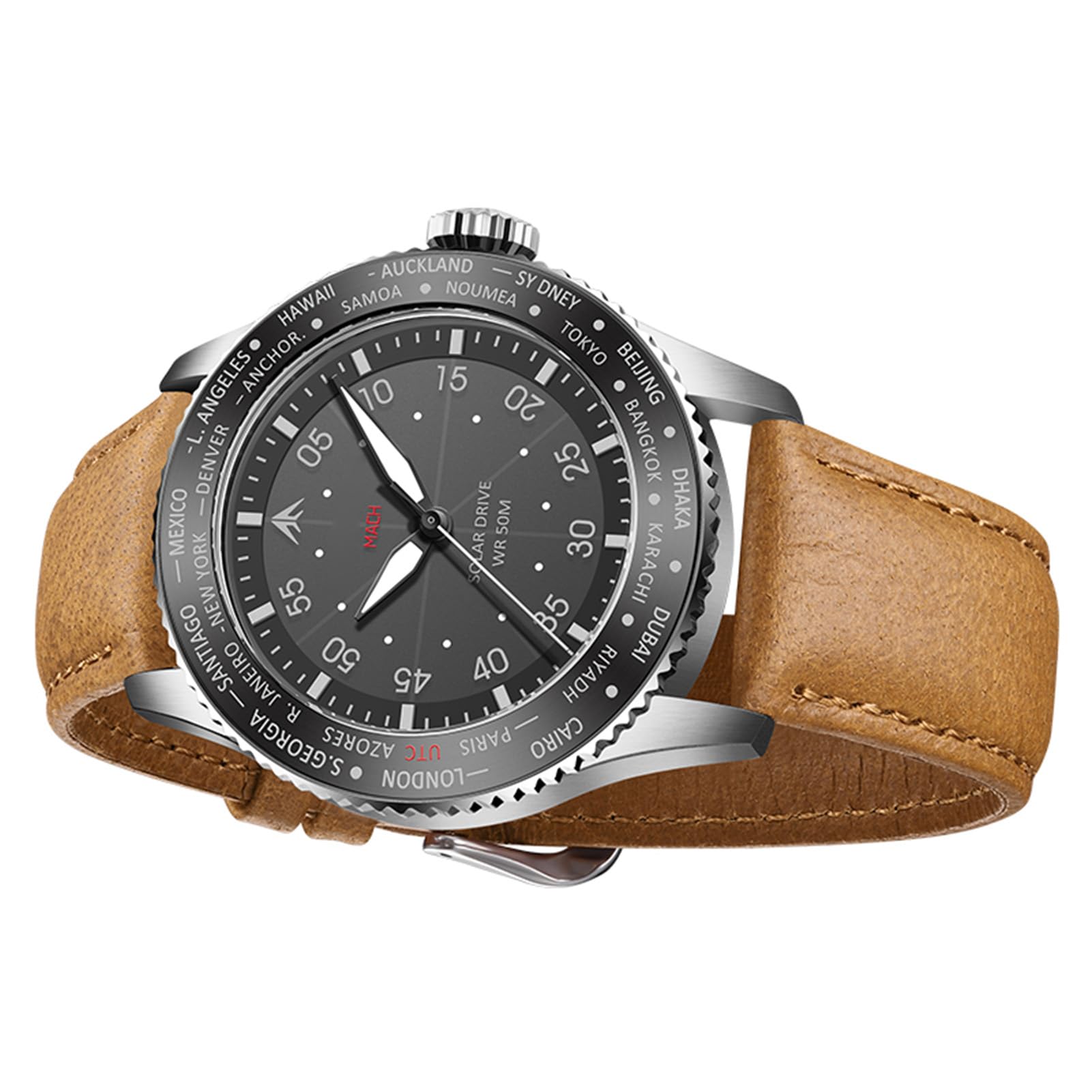 Keenso Orologio da Pilota da Uomo Ad Energia Solare, Orologio da Pilota in Lega e Acciaio Inossidabile 304, Cronografo Impermeabile con Riserva di Carica di 180 Giorni 50M per Viaggi Sportivi