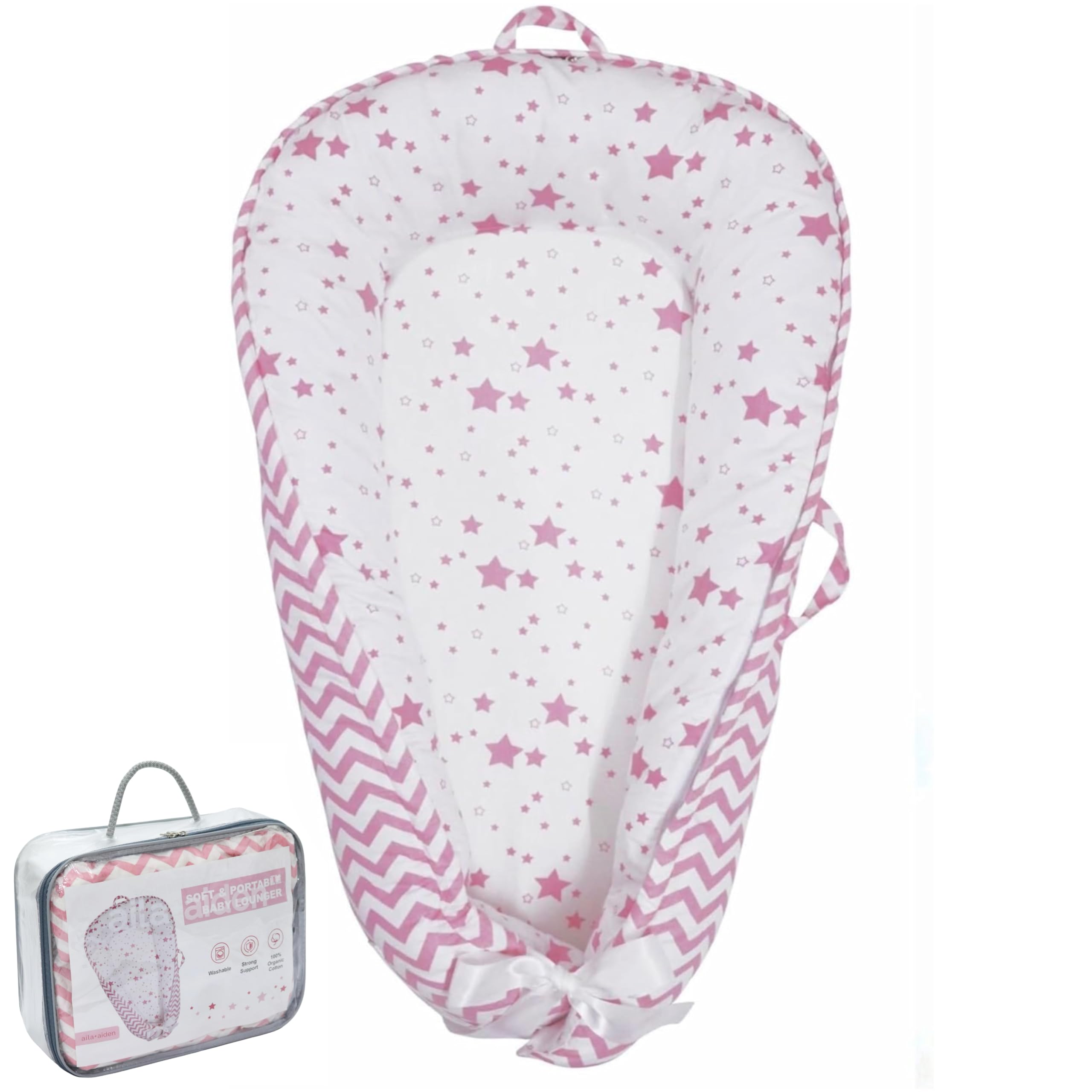 Aila+Aiden Organic Cotton Lounger Pink Star