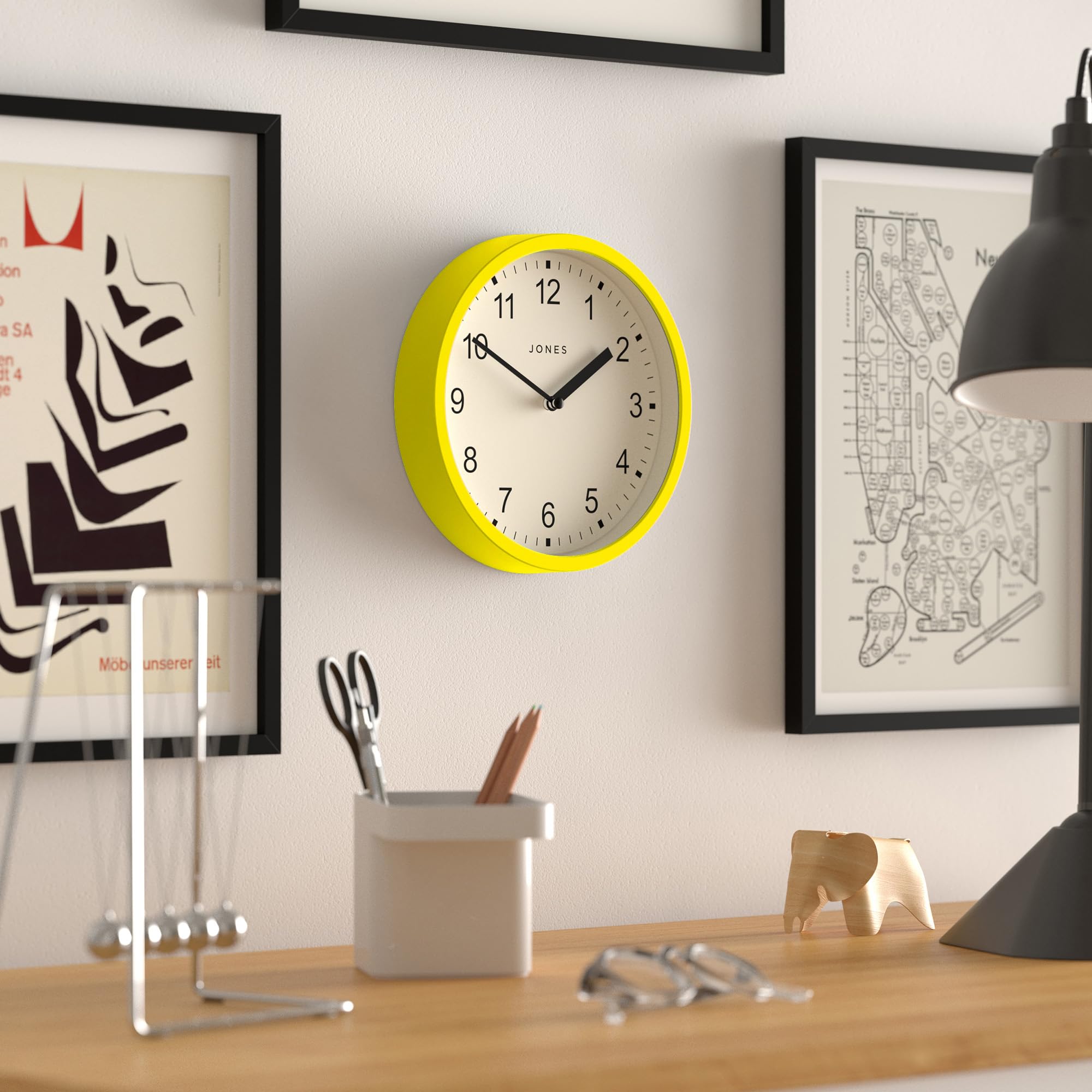 Jones Clocks® Spin wall clock, Yellow, 20 x 20 x 3.5 cm - Image 4