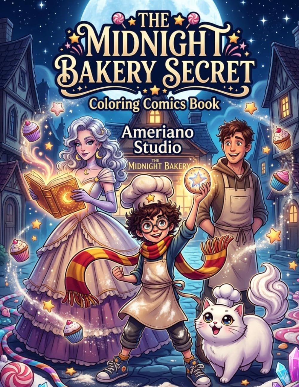 The Midnight Bakery Secret: Fantasy Comic Coloring Book: An Imaginative Coloring Journey Through Secret Bakeries, Magical Recipes, and Sweet Adventures