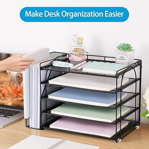 Miniatura 4 de AUPSEN Organizadores y accesorios de escritorio, organizador de archivos de papel de escritorio de 5 niveles con soporte extraíble para archivos,