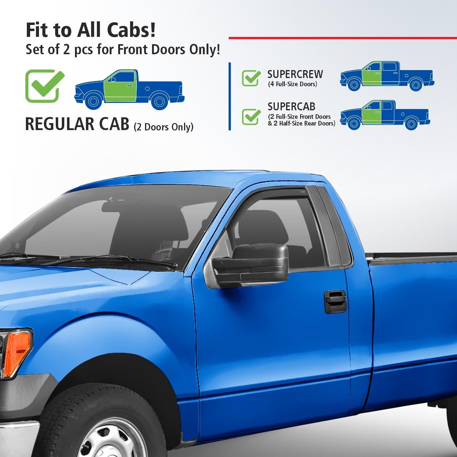 Goodyear Shatterproof in-Channel Window Deflectors for Trucks Ford F150 2009-2014 Regular Cab, Standard Cab, Rain Guards, Window Visors for Cars, Vent Deflector, Truck Accessories, 2 pcs- GY003406