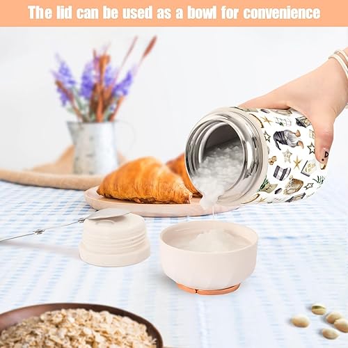 Miniatura 6 de MCHIVER Gnome Christmas Tree Food Jar with Spoon Stainless Steel Vacuum Insulated Food Container 17 oz Food Thermos for Hot Food