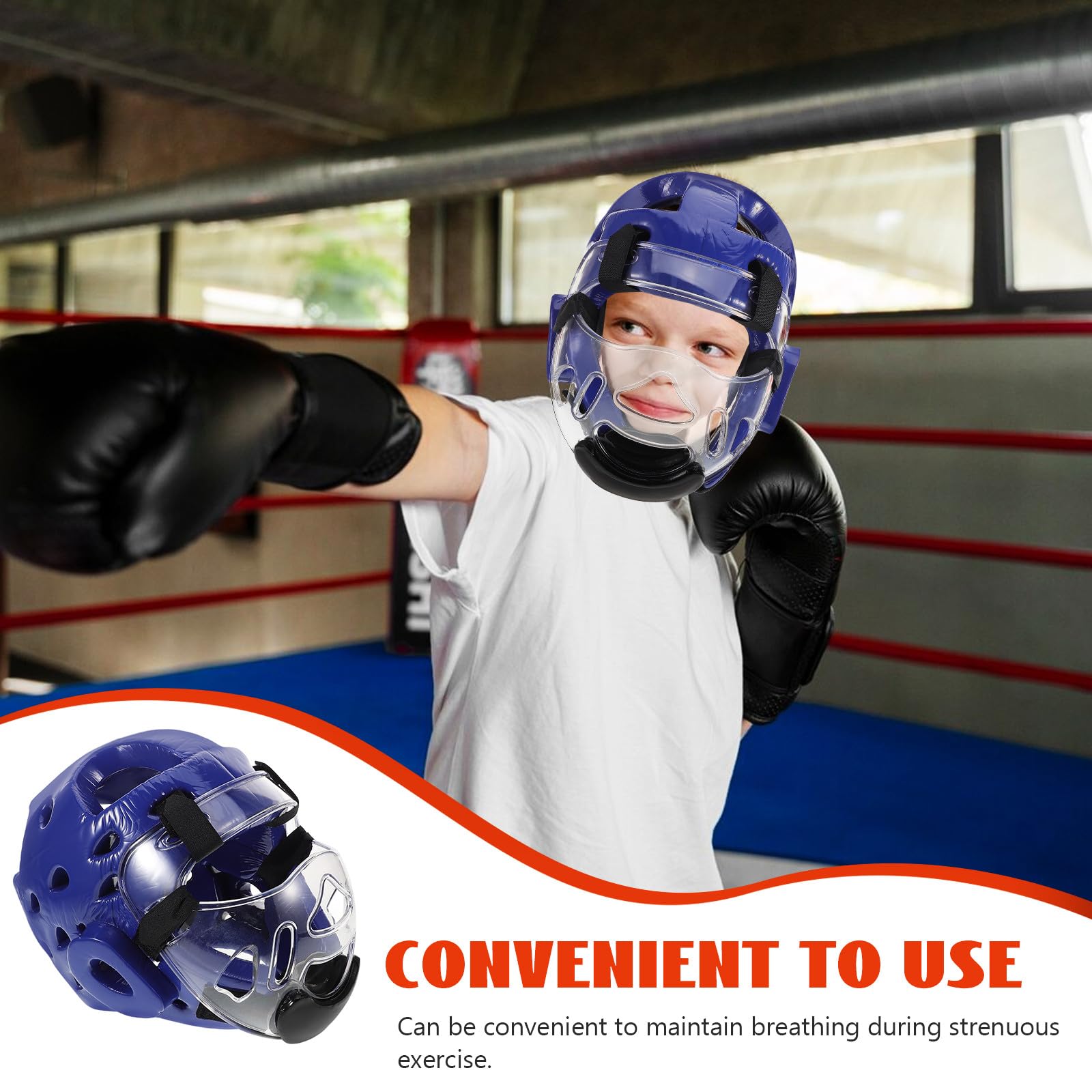 Casco da Combattimento per Taekwondo con Maschera Trasparente, Attrezzatura da Sparring Regolabile, Copricapo Sportivo Leggero con Ventilazione Traspirante per Allenamento