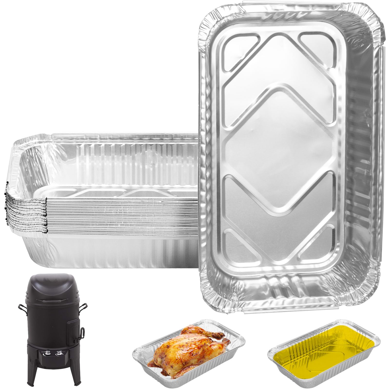 WEBROIL Grill Drip Pan Liners for Charbroil 2425514W12 Big Easy Turkey Fryer Bucket Liner Disposable Aluminum Foil Grease Tray Liners for Char-broil Big Easy Oil-Less Turkey Fryer Accessories,15 Packs — image 1
